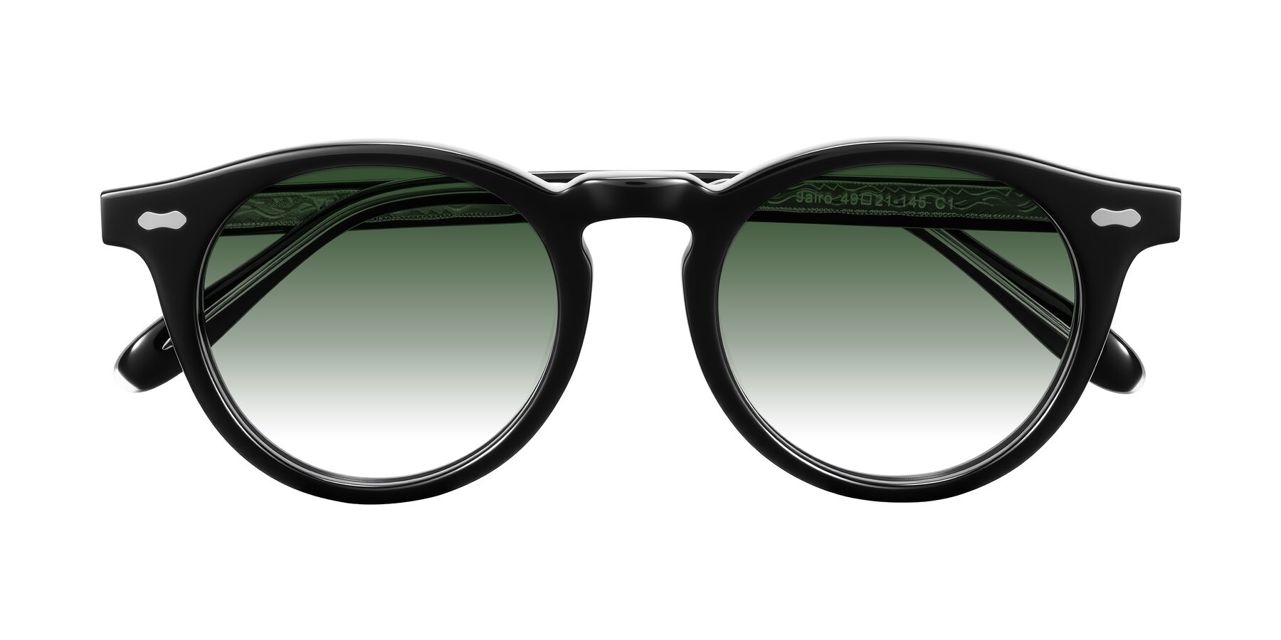 Folded Front of Jairo in Black with Green Gradient Lenses
