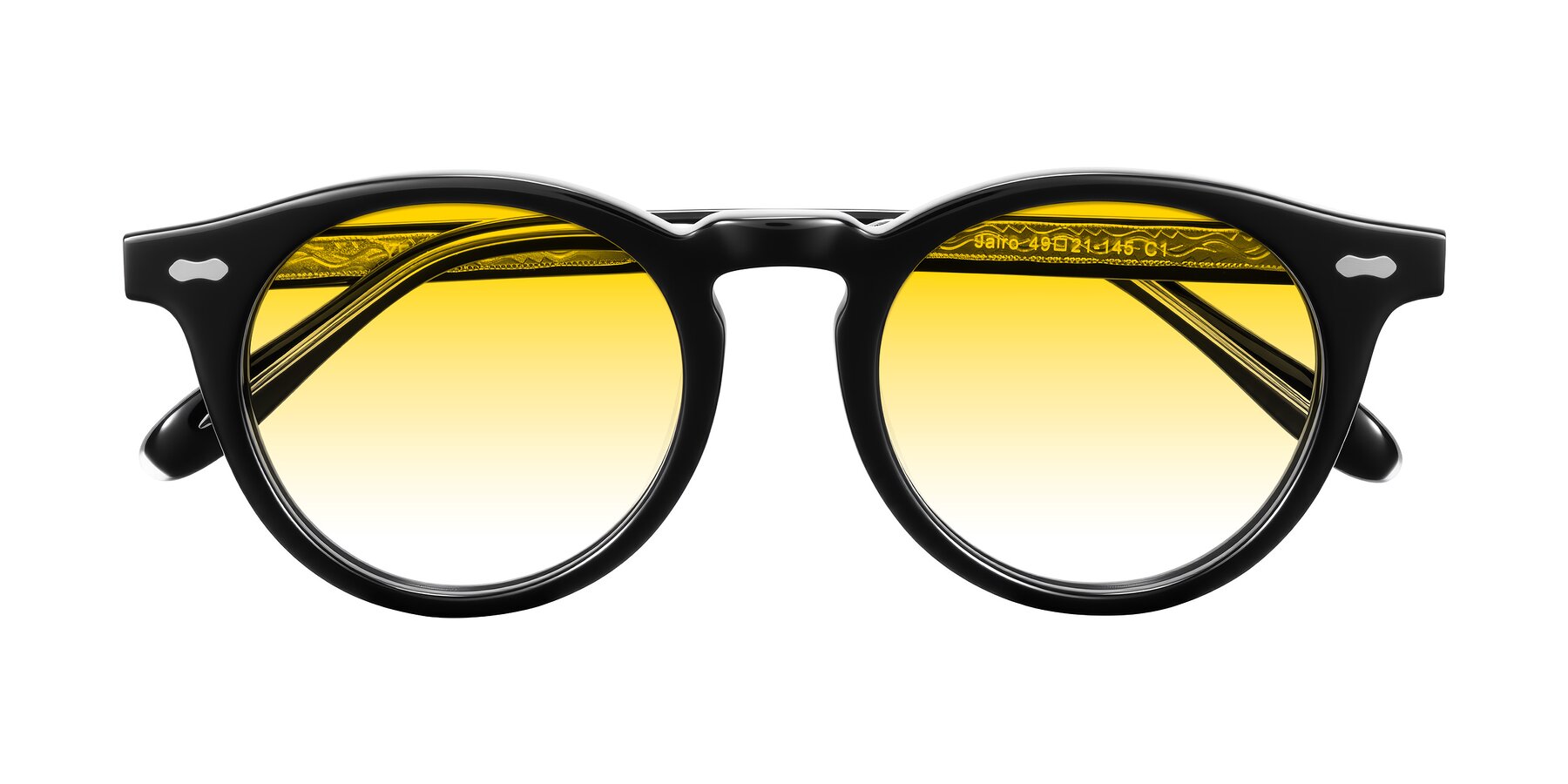 Folded Front of Jairo in Black with Yellow Gradient Lenses