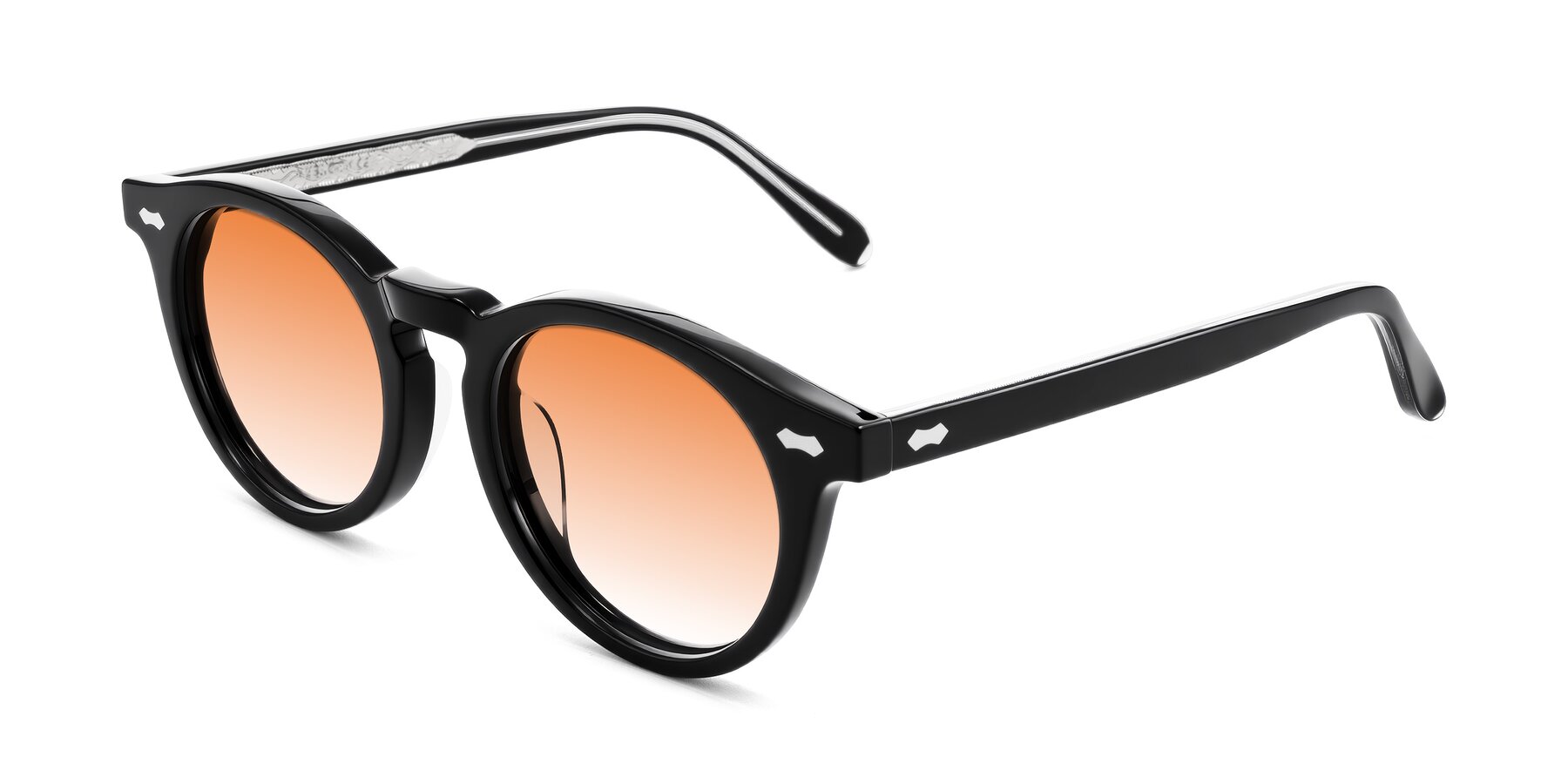 Angle of Jairo in Black with Orange Gradient Lenses