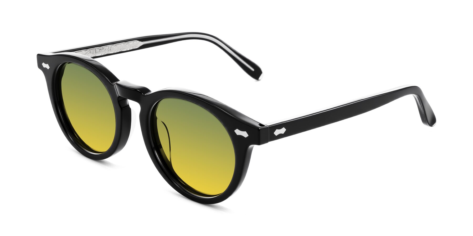 Angle of Jairo in Black with Green / Yellow Gradient Lenses