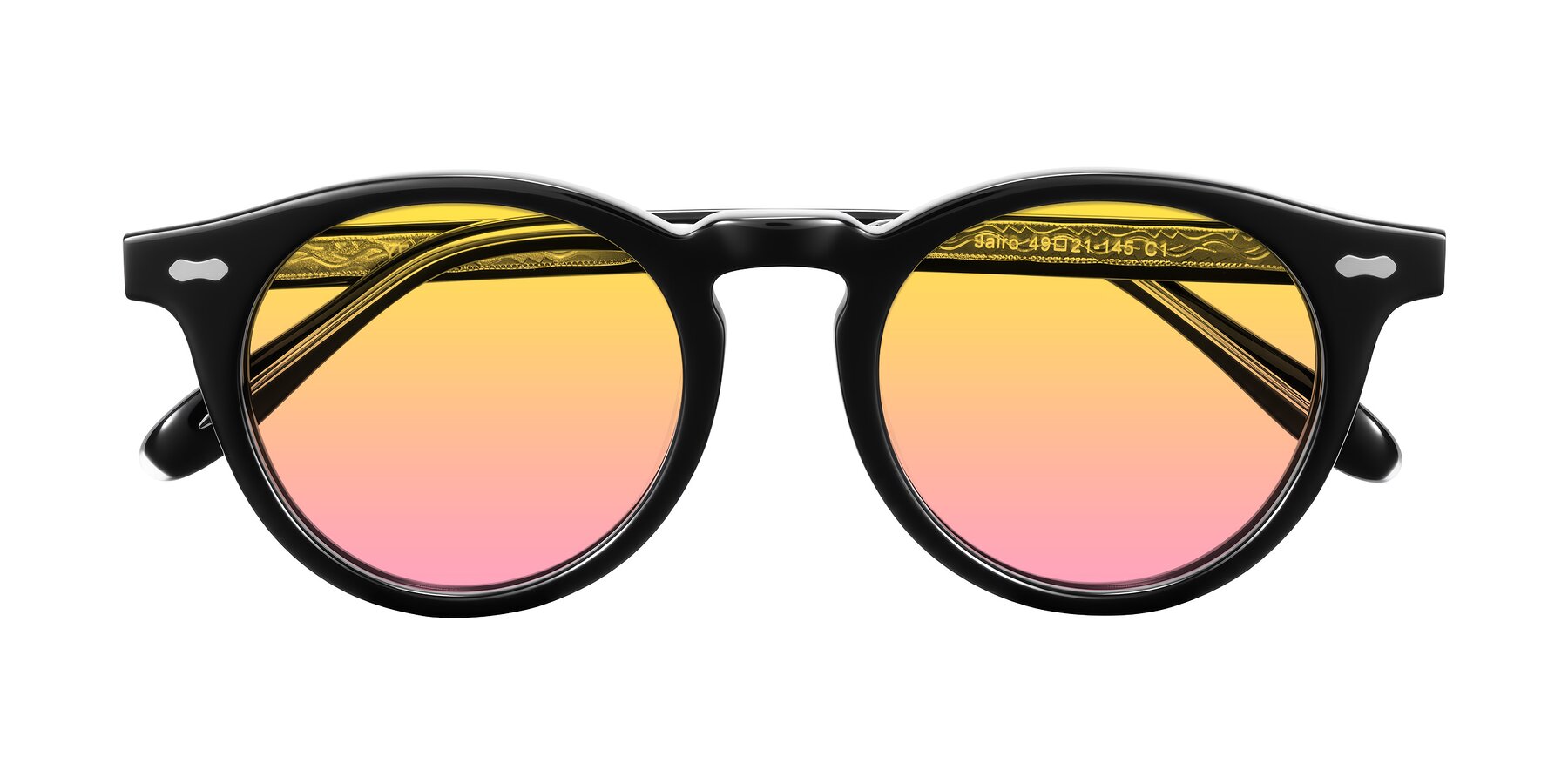 Folded Front of Jairo in Black with Yellow / Pink Gradient Lenses
