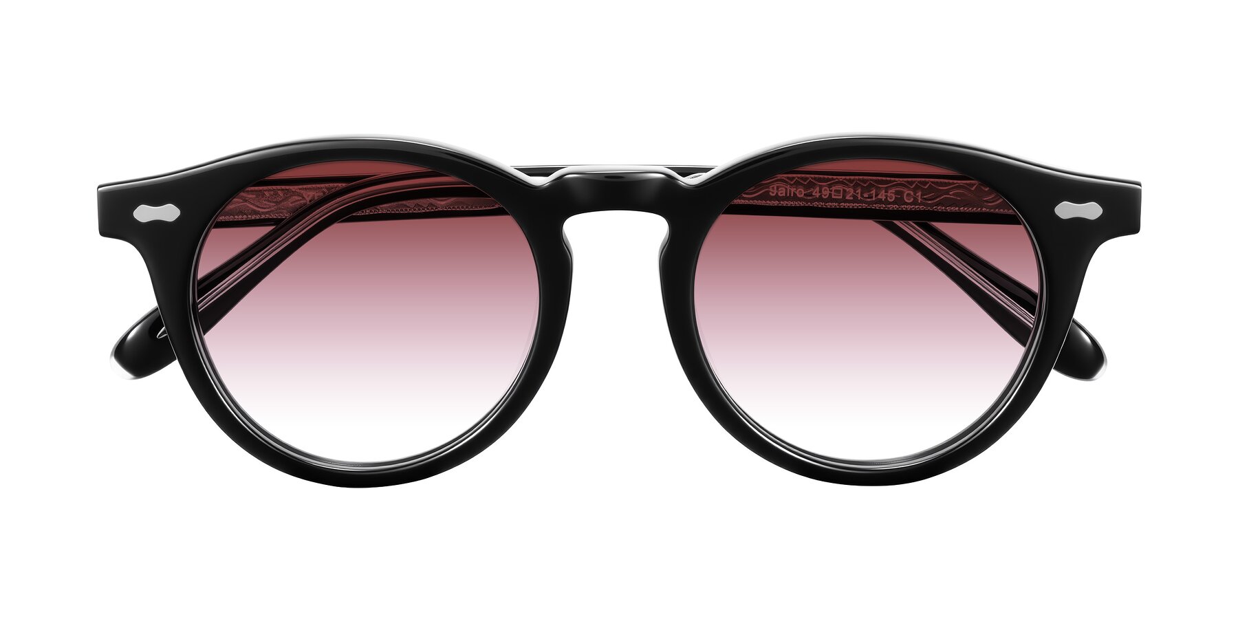 Folded Front of Jairo in Black with Garnet Gradient Lenses