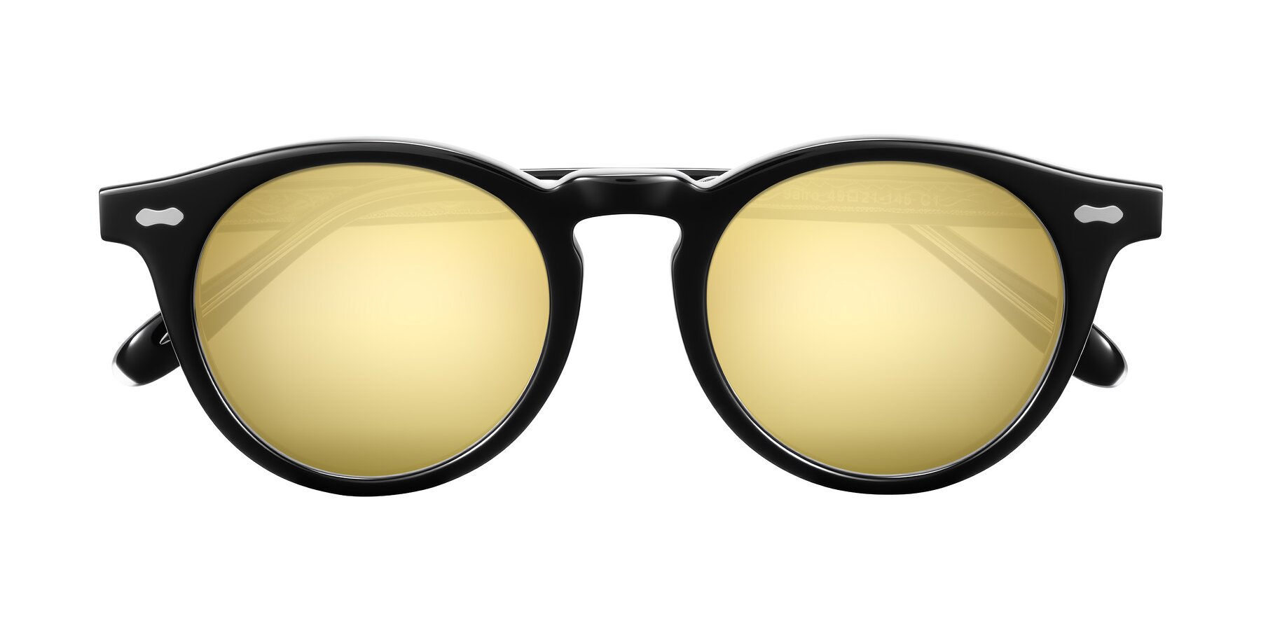 Folded Front of Jairo in Black with Gold Mirrored Lenses