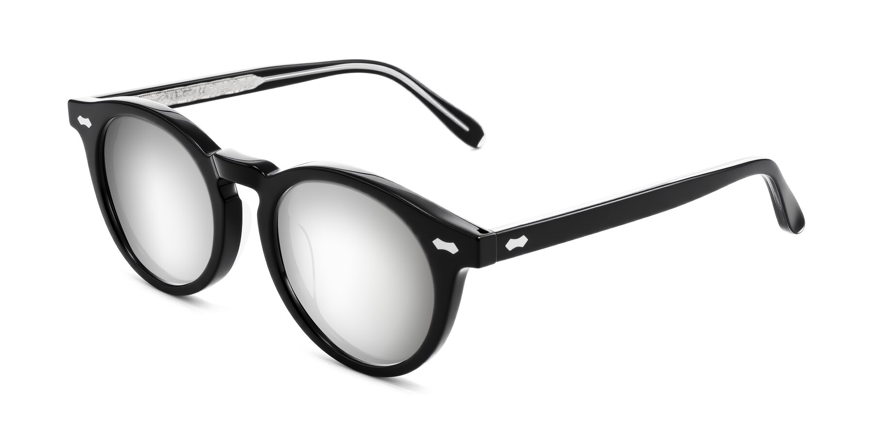 Angle of Jairo in Black with Silver Mirrored Lenses