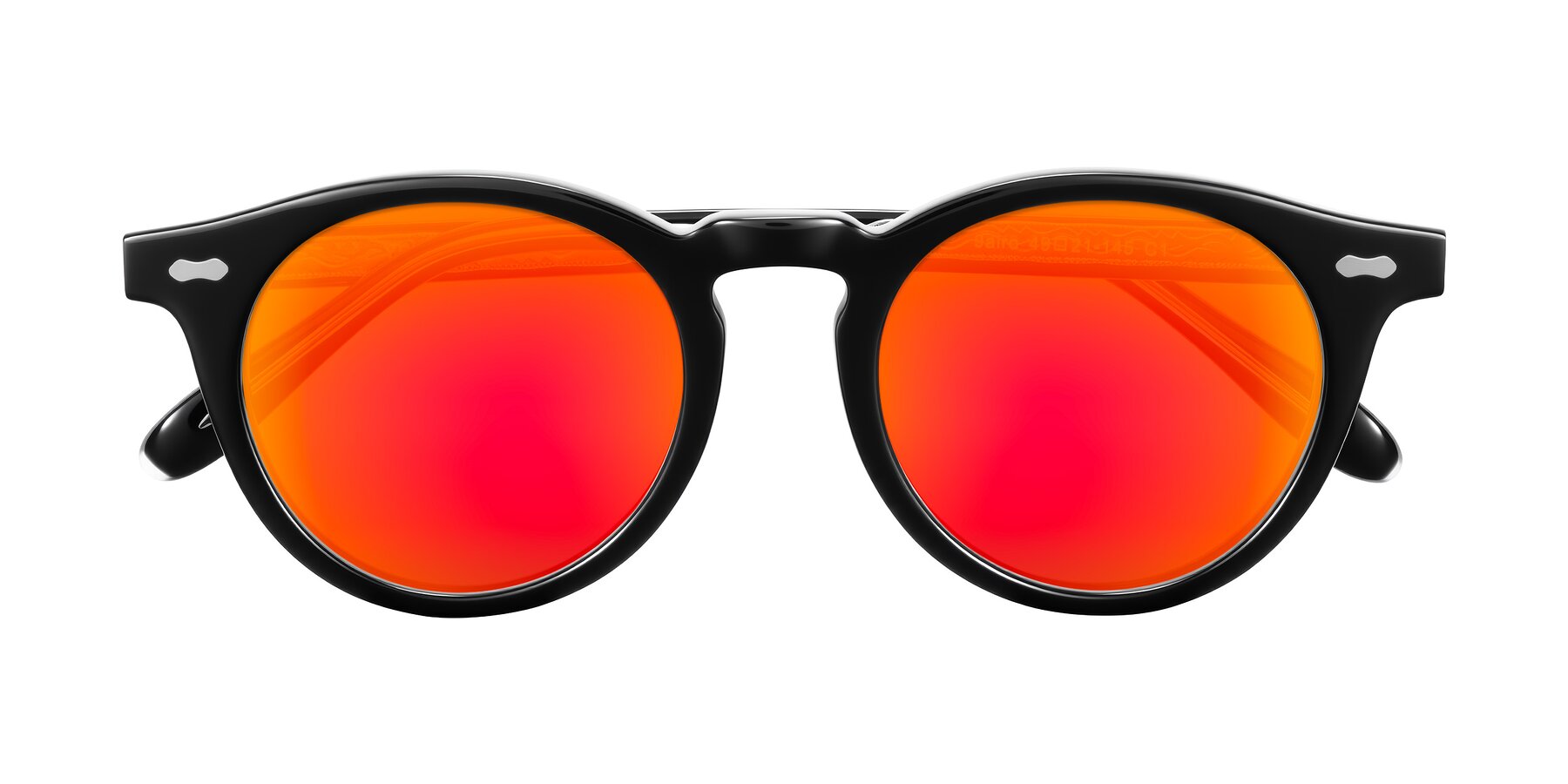 Folded Front of Jairo in Black with Red Gold Mirrored Lenses