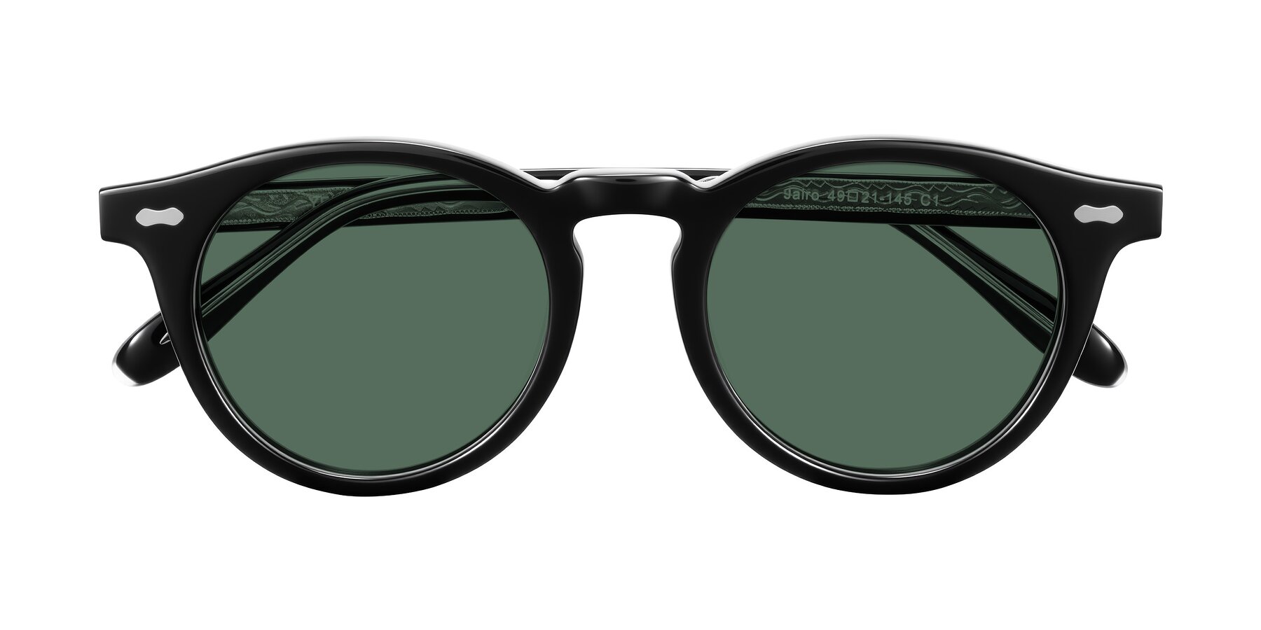 Folded Front of Jairo in Black with Green Polarized Lenses