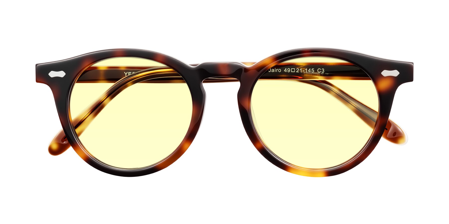 Folded Front of Jairo in Tortoise with Light Yellow Tinted Lenses