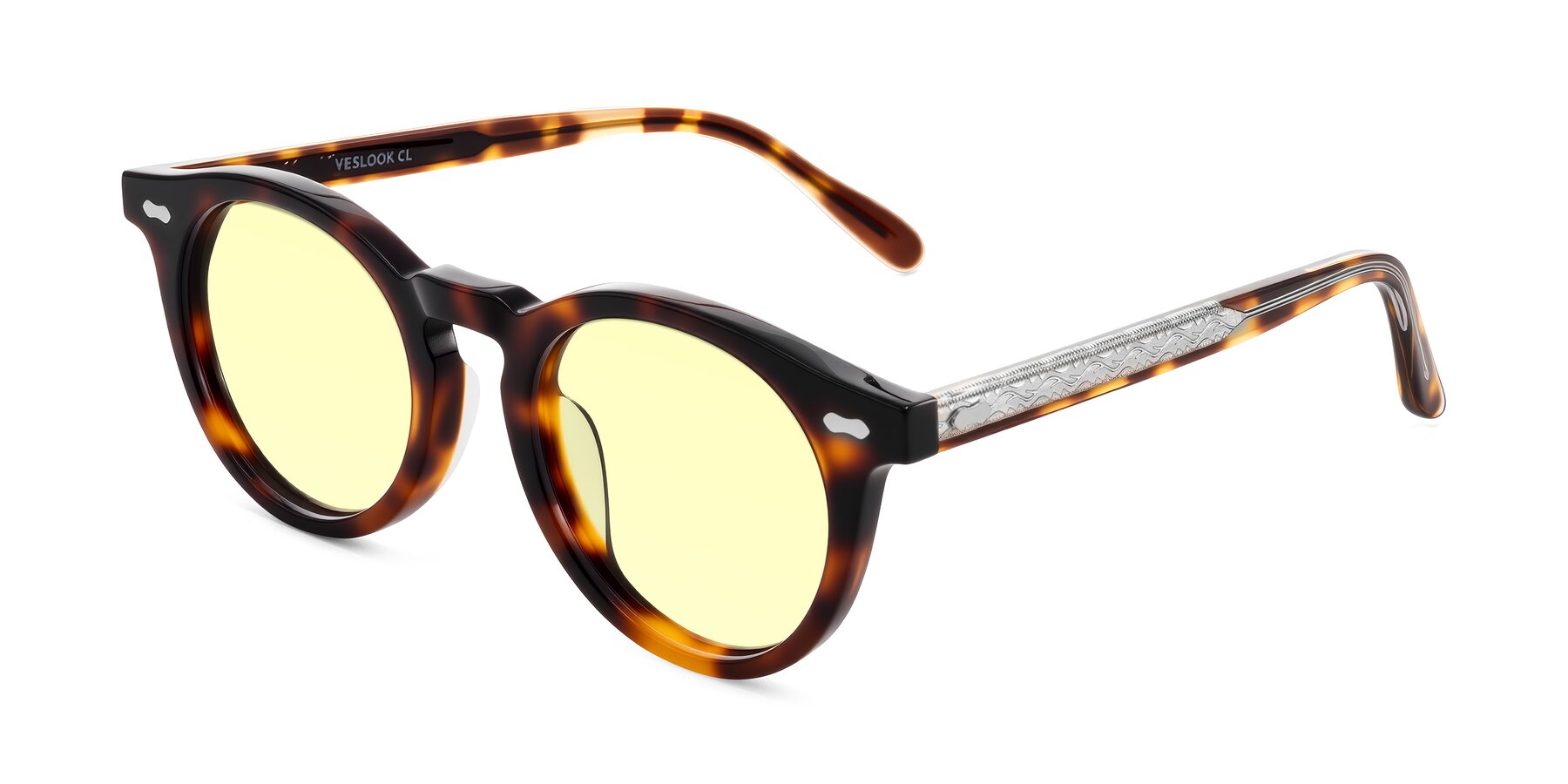 Angle of Jairo in Tortoise with Light Yellow Tinted Lenses