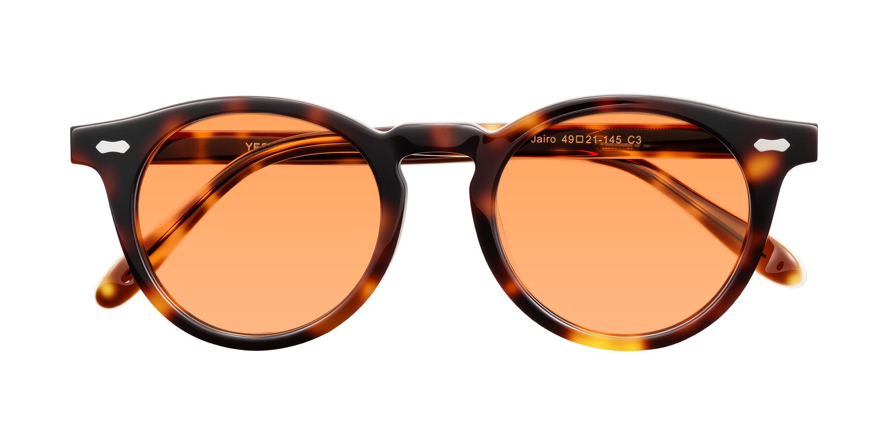 Folded Front of Jairo in Tortoise with Medium Orange Tinted Lenses