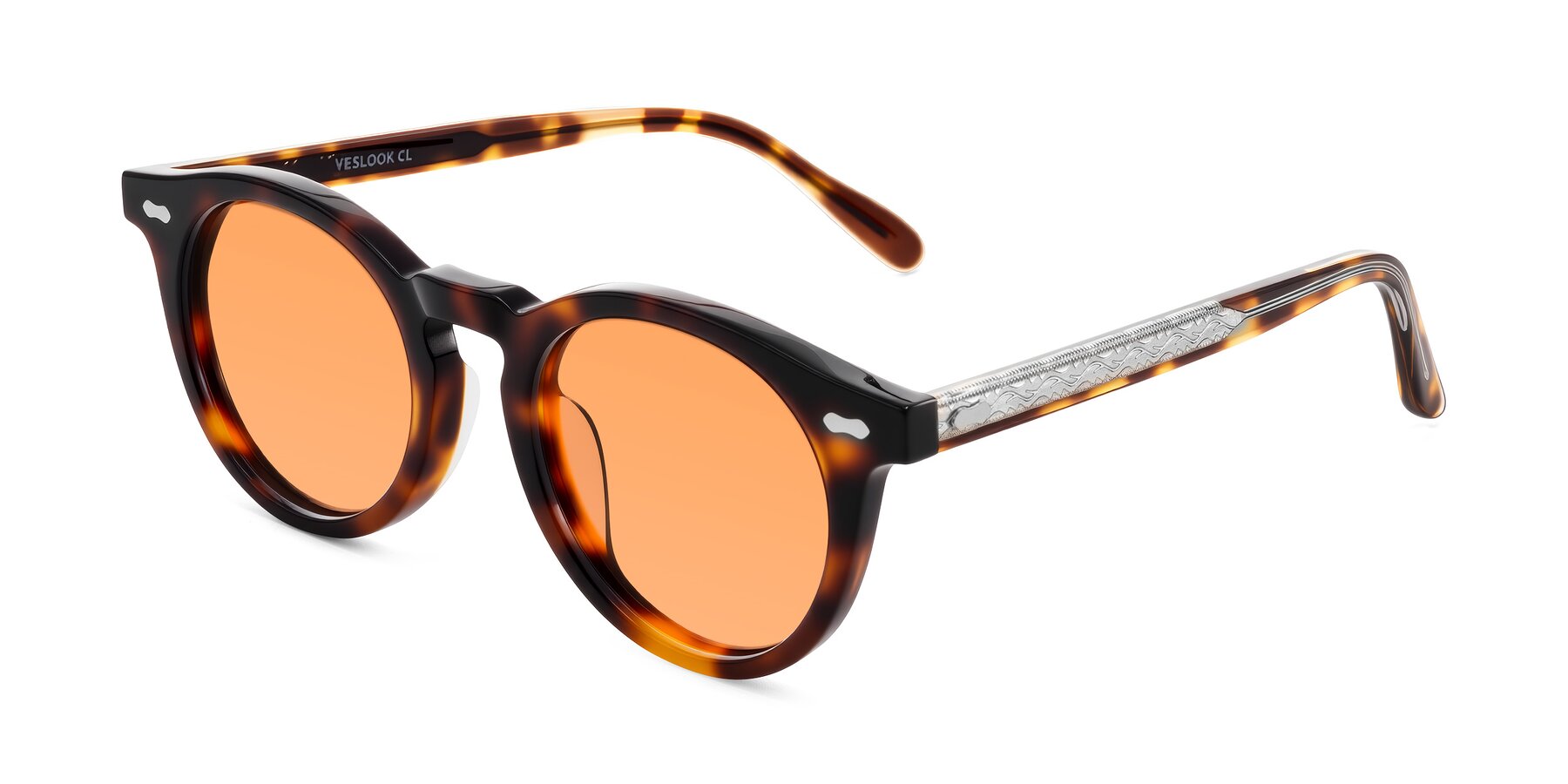 Angle of Jairo in Tortoise with Medium Orange Tinted Lenses