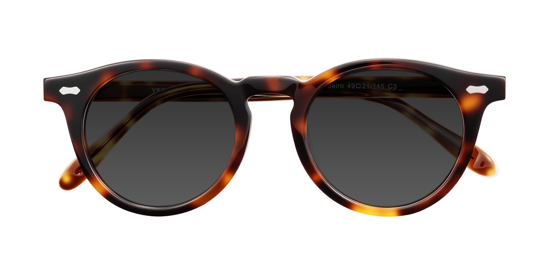 Folded Front of Jairo in Tortoise with Gray Tinted Lenses