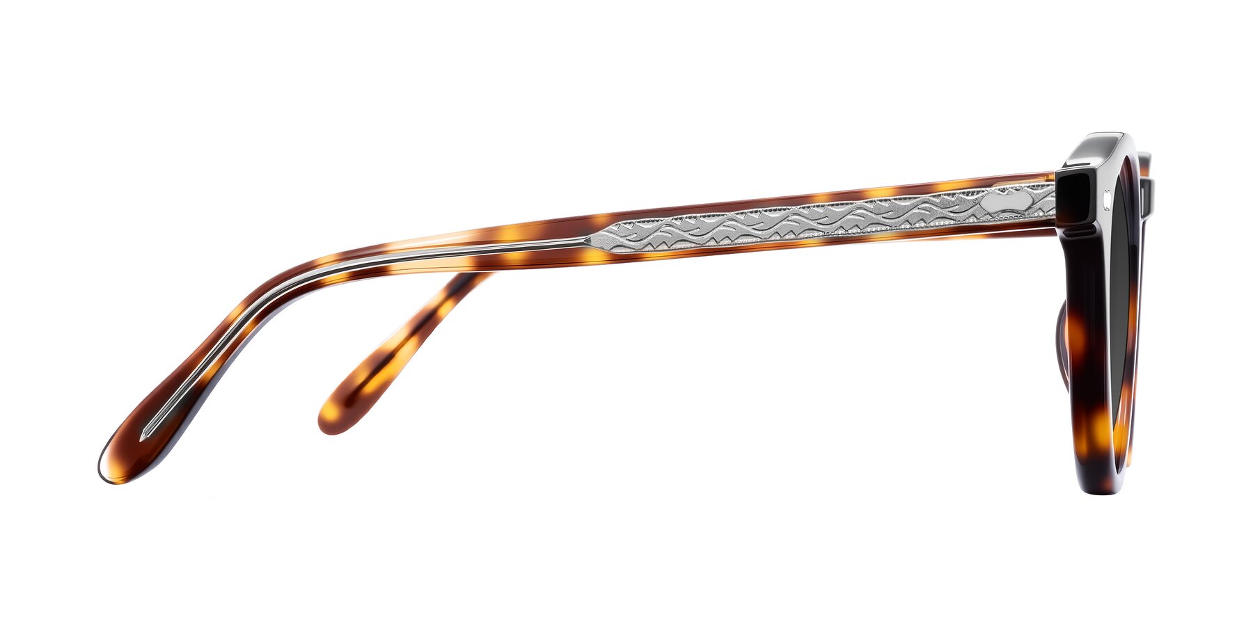 Side of Jairo in Tortoise with Gray Tinted Lenses