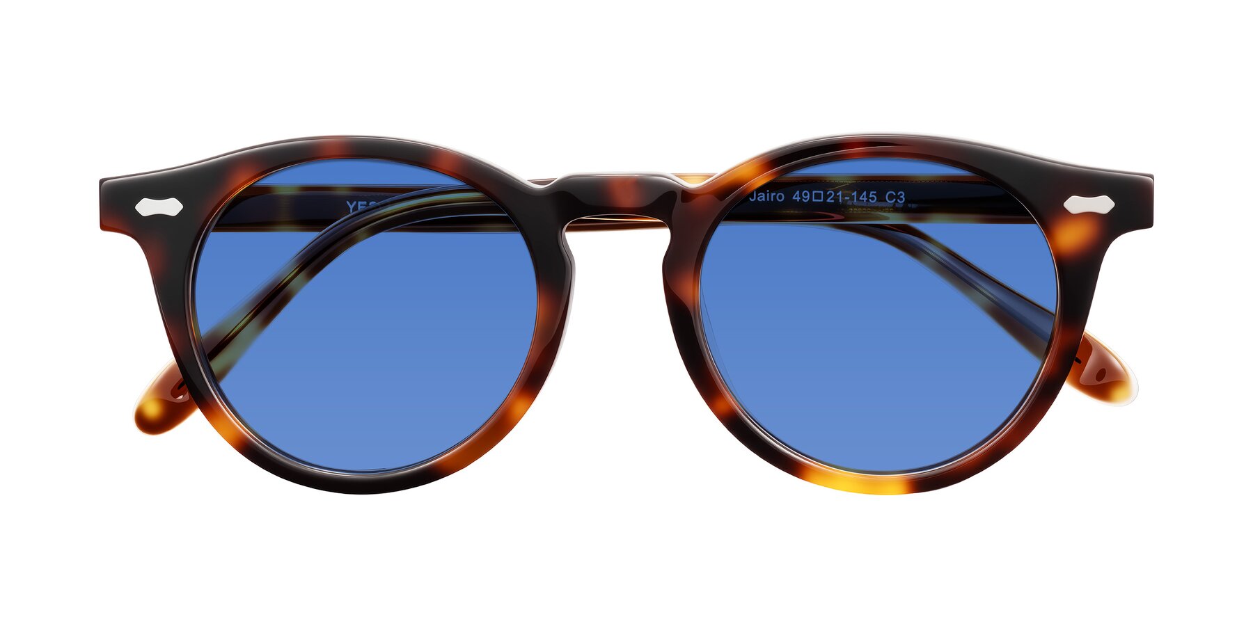 Folded Front of Jairo in Tortoise with Blue Tinted Lenses