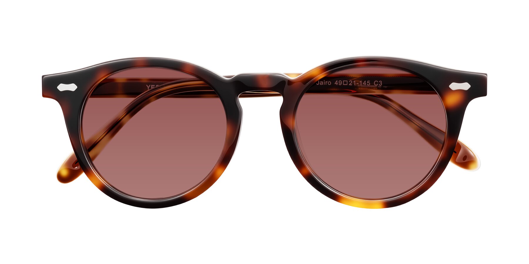 Folded Front of Jairo in Tortoise with Garnet Tinted Lenses