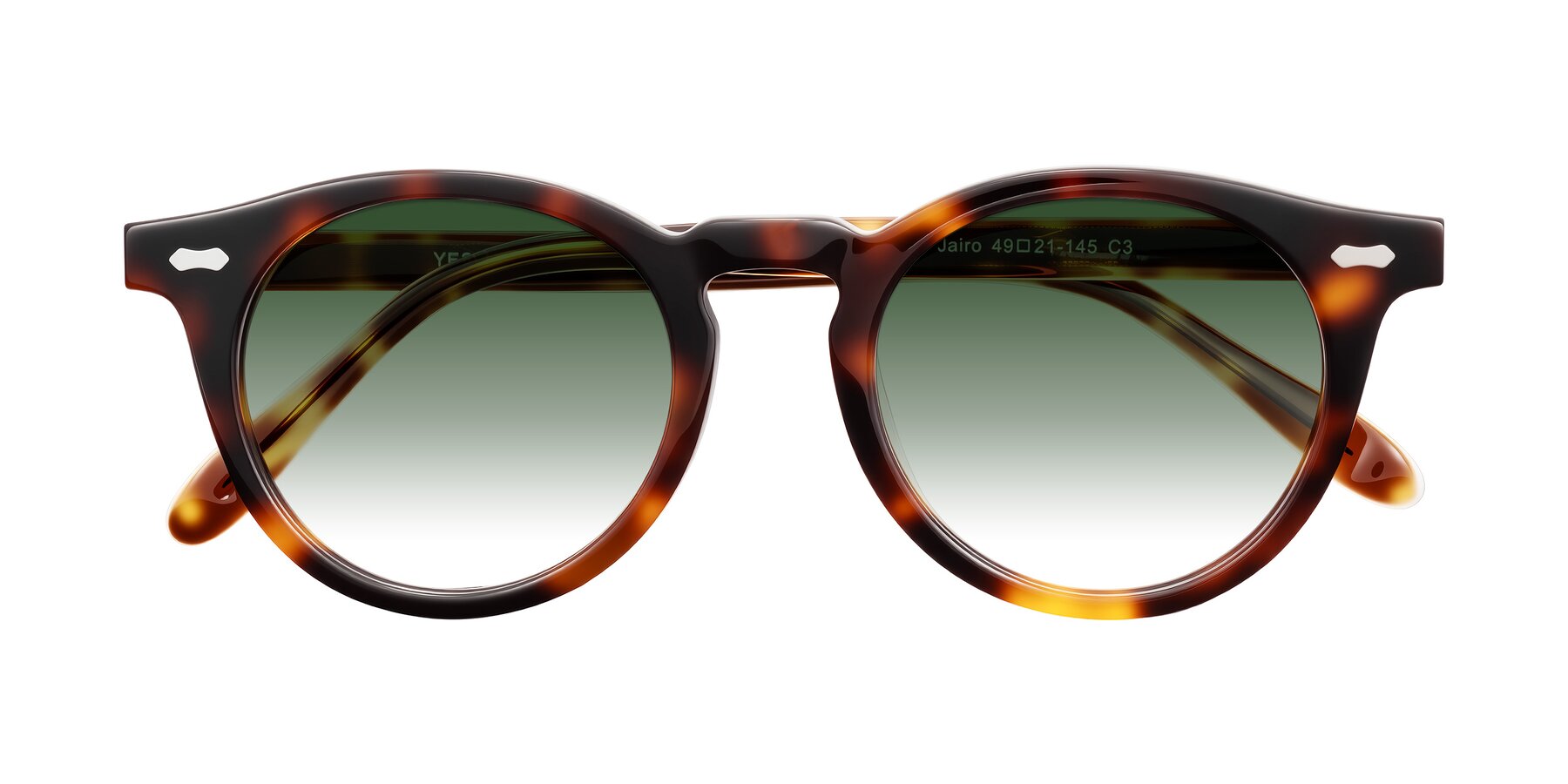 Folded Front of Jairo in Tortoise with Green Gradient Lenses