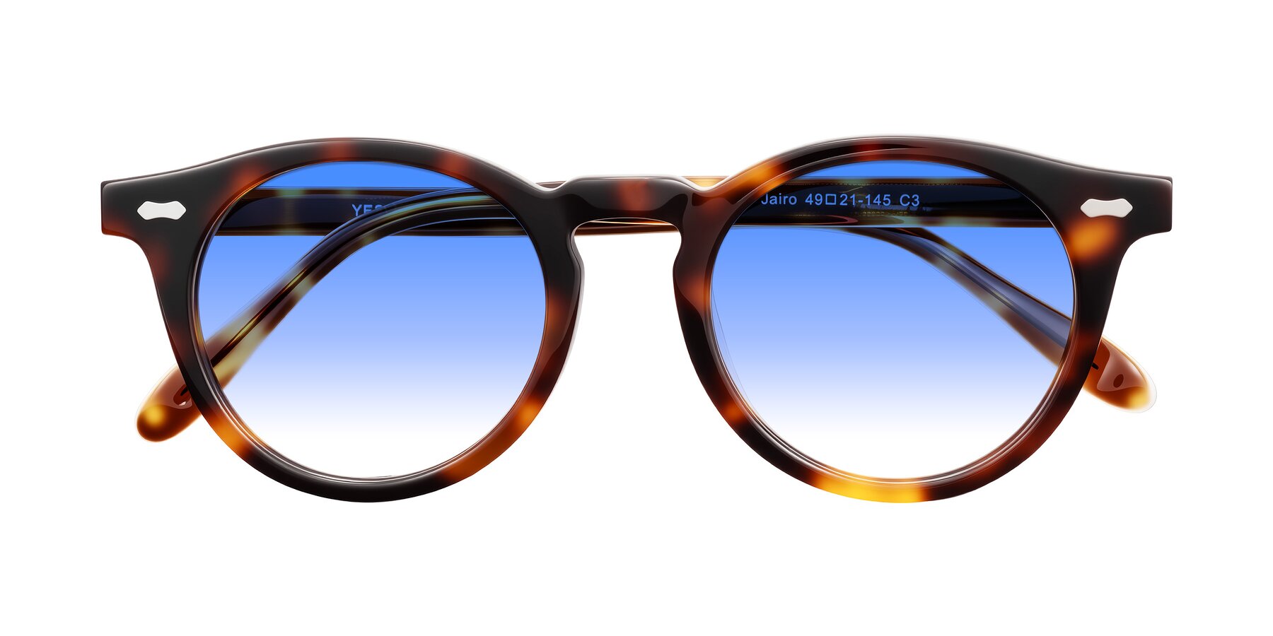 Folded Front of Jairo in Tortoise with Blue Gradient Lenses