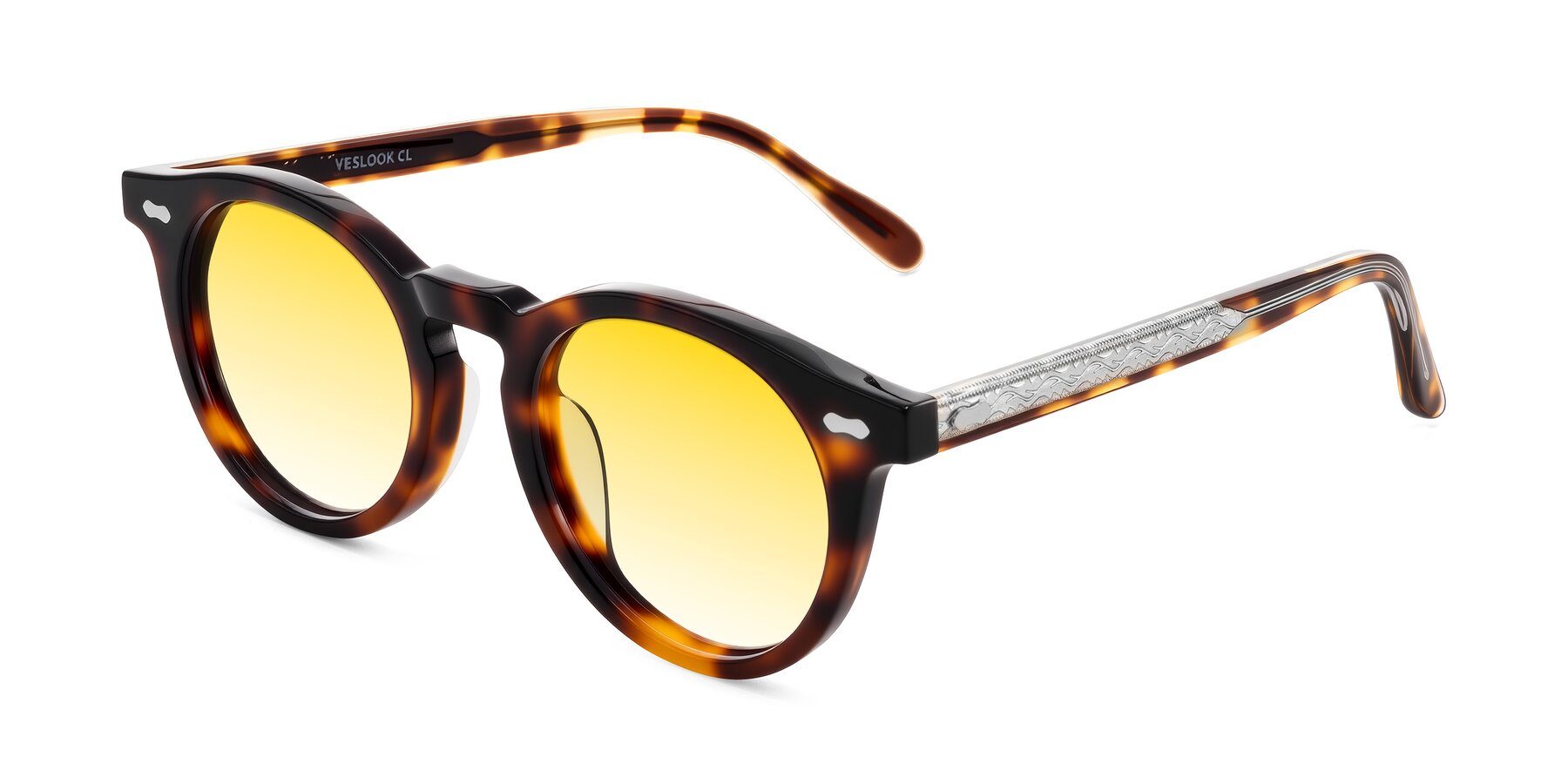 Angle of Jairo in Tortoise with Yellow Gradient Lenses