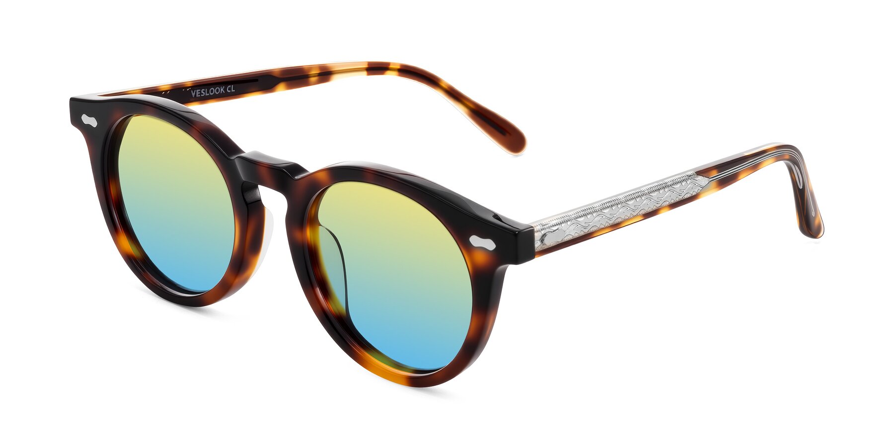 Angle of Jairo in Tortoise with Yellow / Blue Gradient Lenses