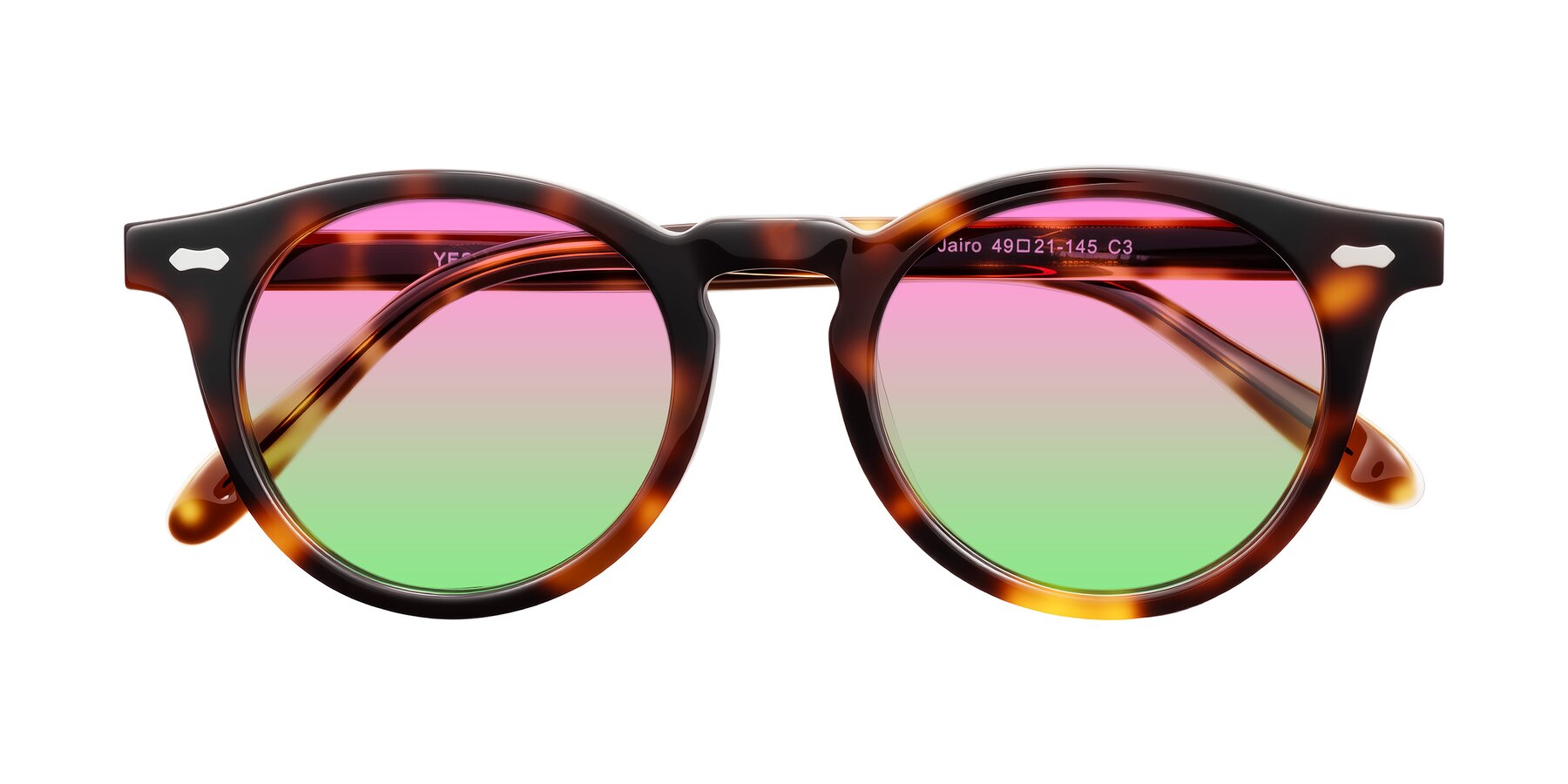 Folded Front of Jairo in Tortoise with Pink / Green Gradient Lenses