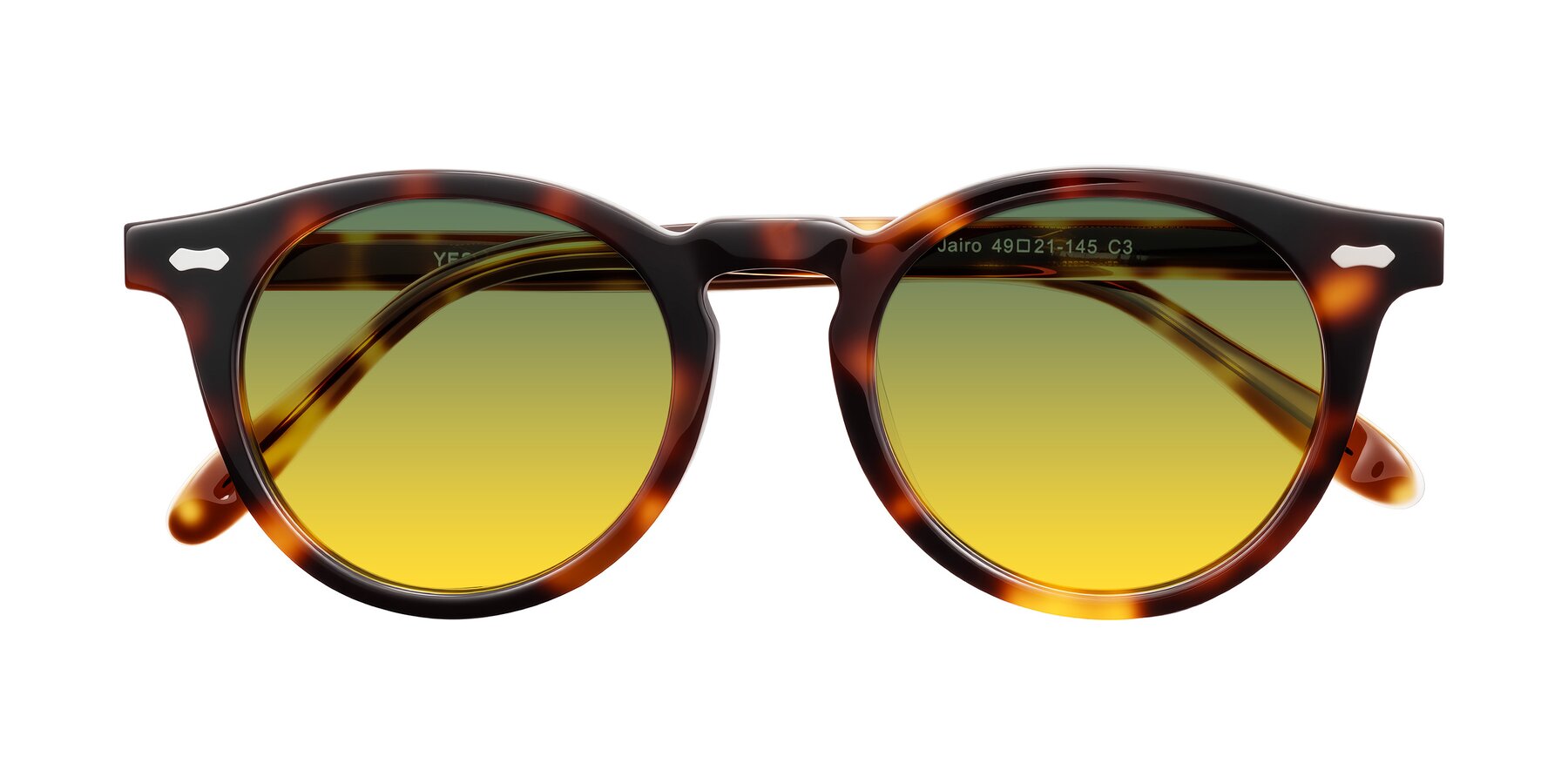 Folded Front of Jairo in Tortoise with Green / Yellow Gradient Lenses