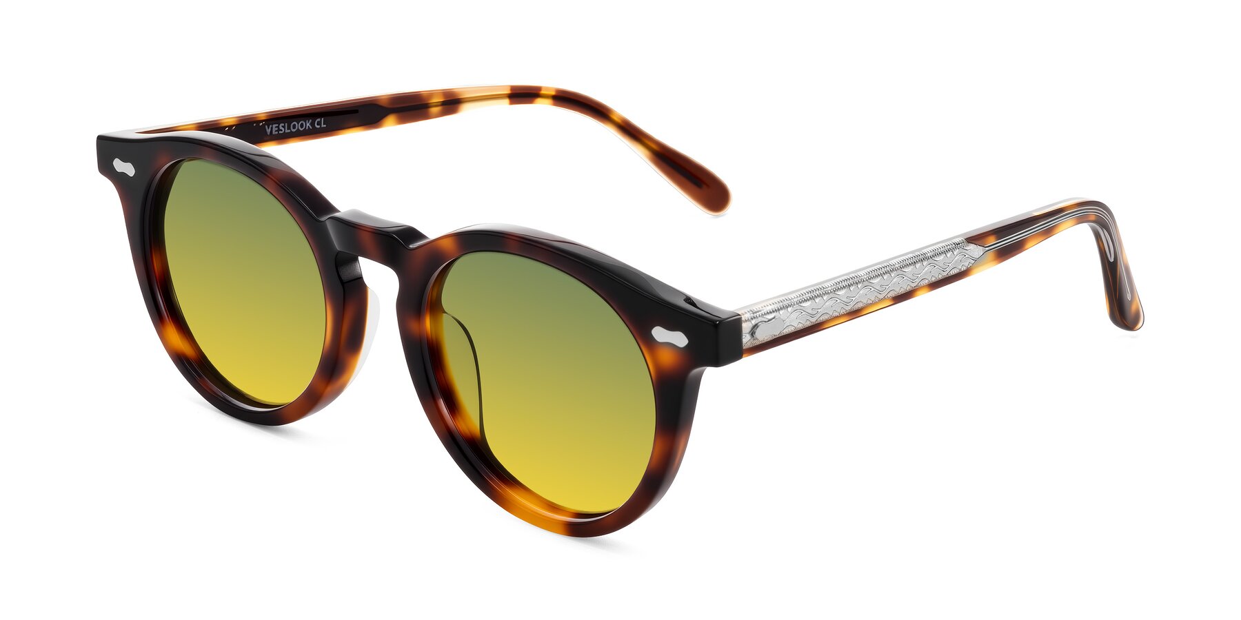 Angle of Jairo in Tortoise with Green / Yellow Gradient Lenses