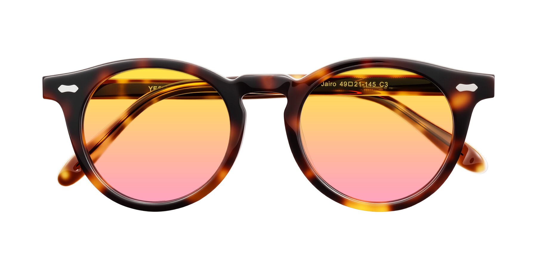 Folded Front of Jairo in Tortoise with Yellow / Pink Gradient Lenses