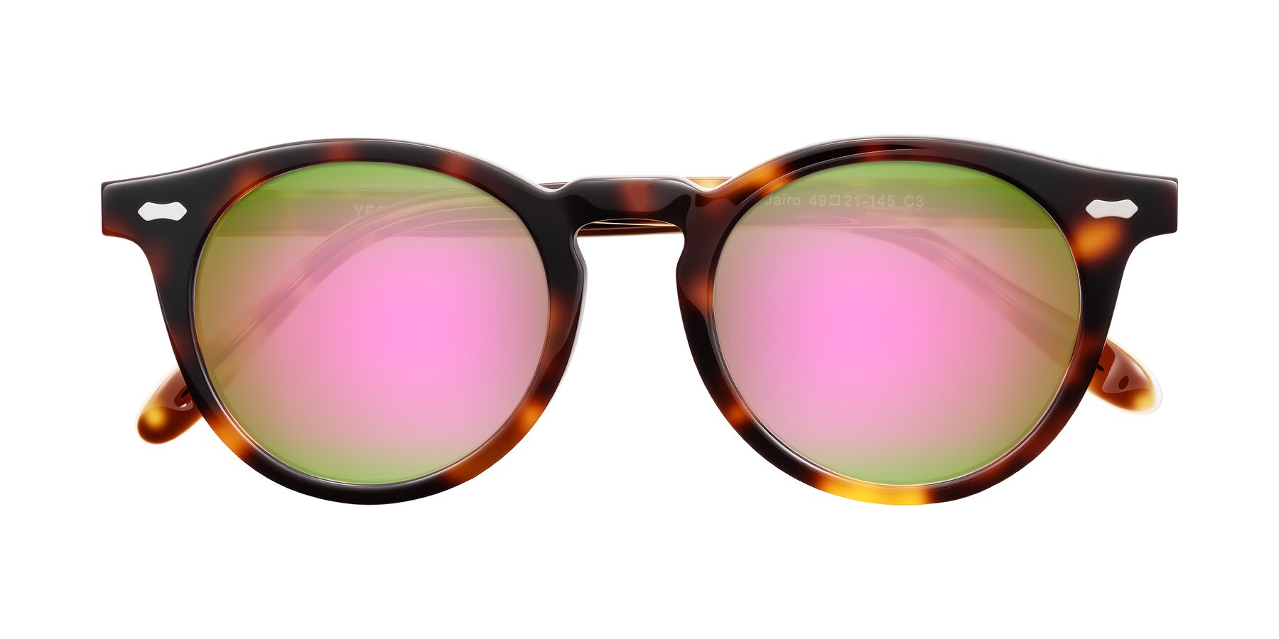 Folded Front of Jairo in Tortoise with Pink Mirrored Lenses
