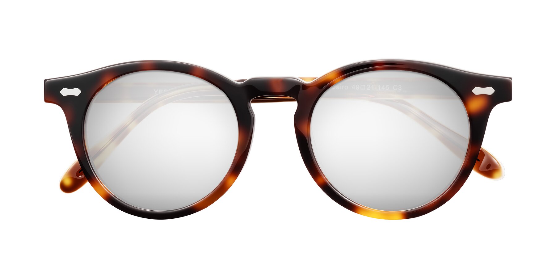 Folded Front of Jairo in Tortoise with Silver Mirrored Lenses