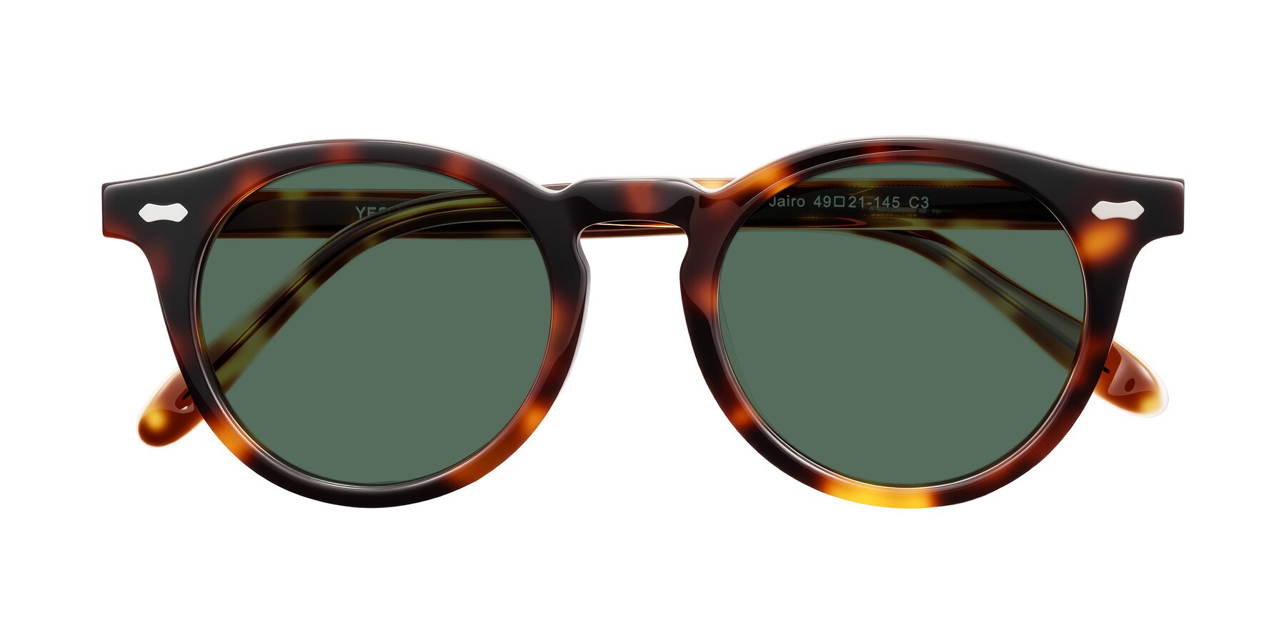 Folded Front of Jairo in Tortoise with Green Polarized Lenses
