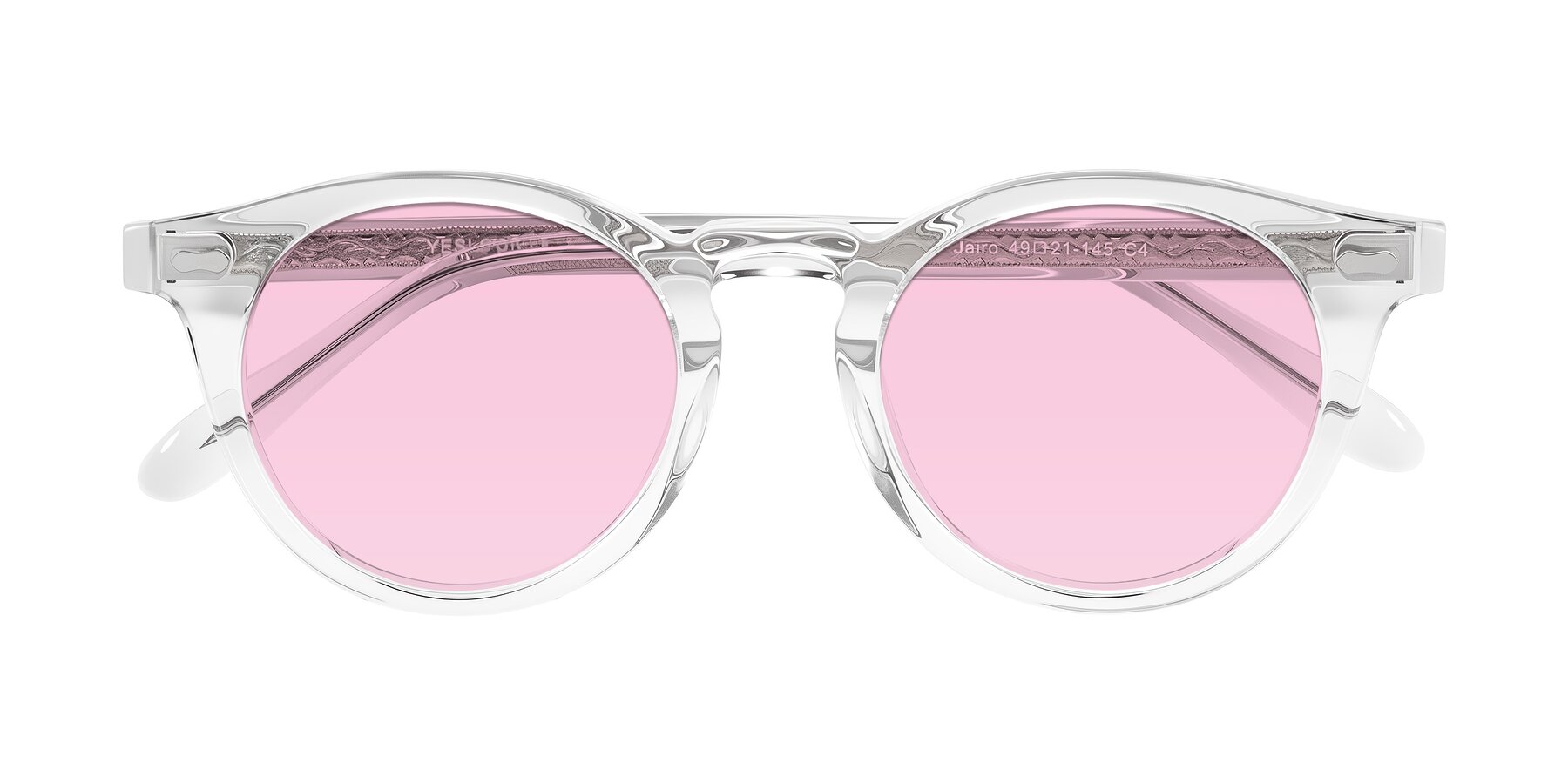 Folded Front of Jairo in Clear with Light Pink Tinted Lenses