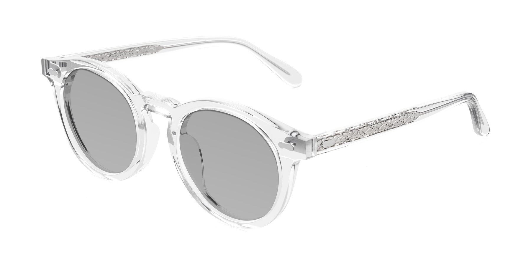 Angle of Jairo in Clear with Light Gray Tinted Lenses