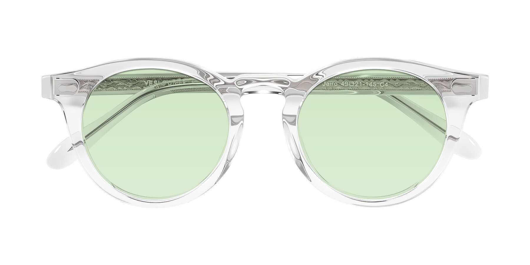 Folded Front of Jairo in Clear with Light Green Tinted Lenses