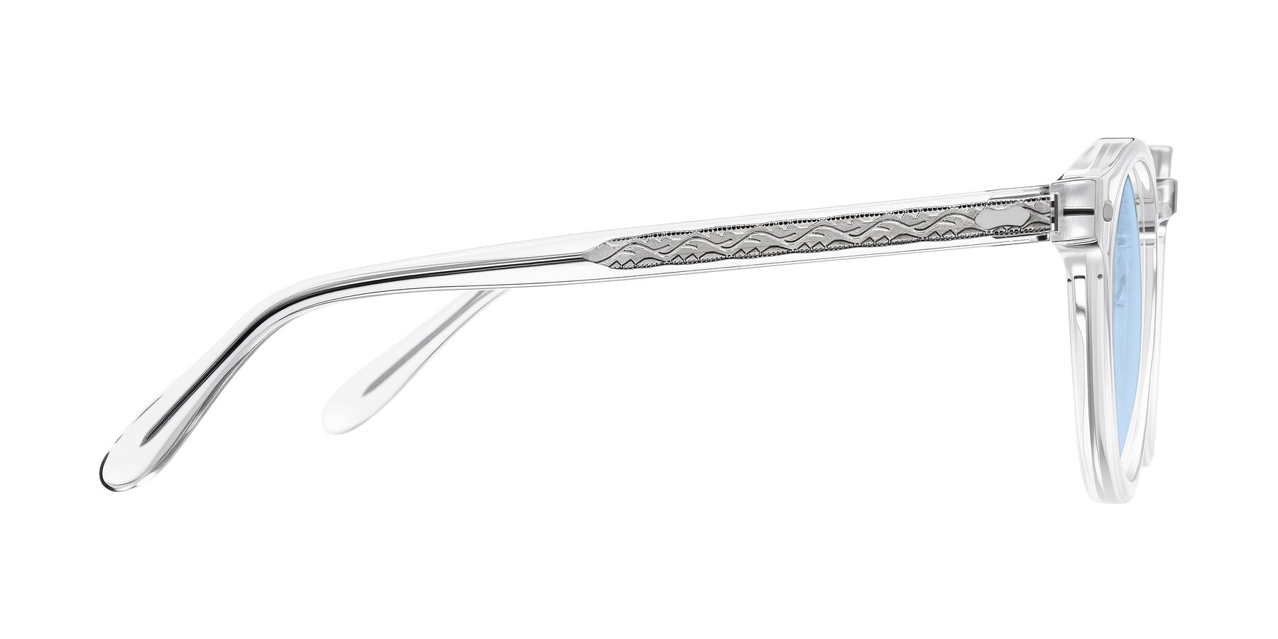 Side of Jairo in Clear with Light Blue Tinted Lenses