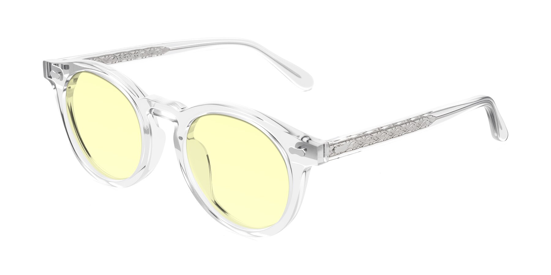 Angle of Jairo in Clear with Light Yellow Tinted Lenses