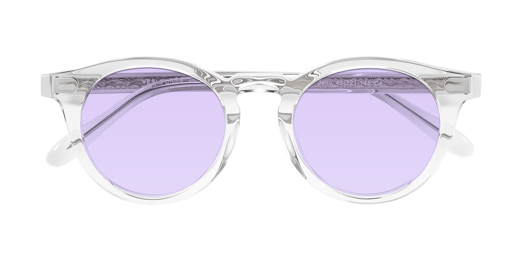 Folded Front of Jairo in Clear with Light Purple Tinted Lenses