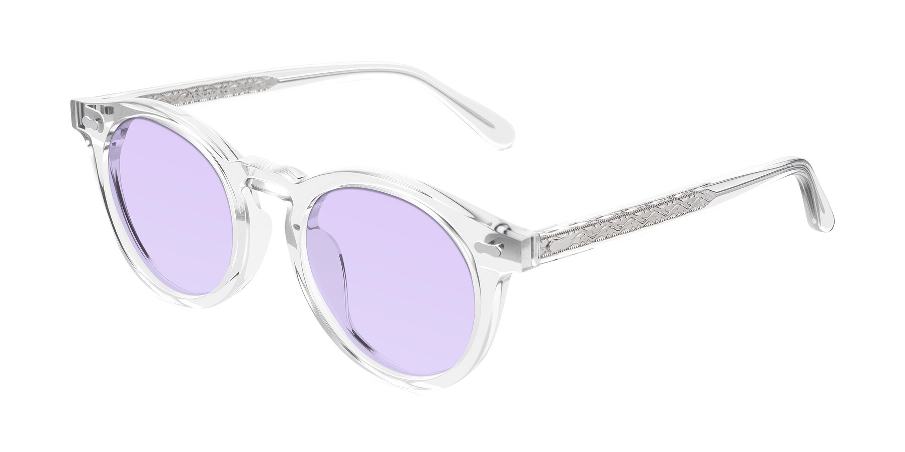 Angle of Jairo in Clear with Light Purple Tinted Lenses