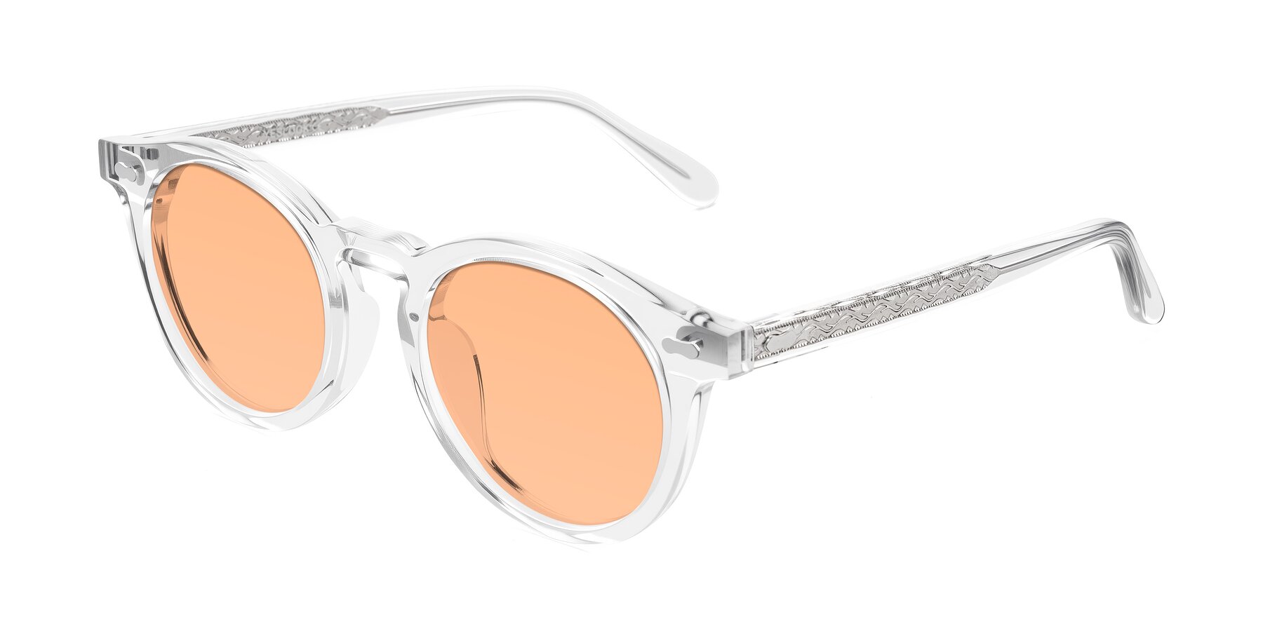 Angle of Jairo in Clear with Light Orange Tinted Lenses