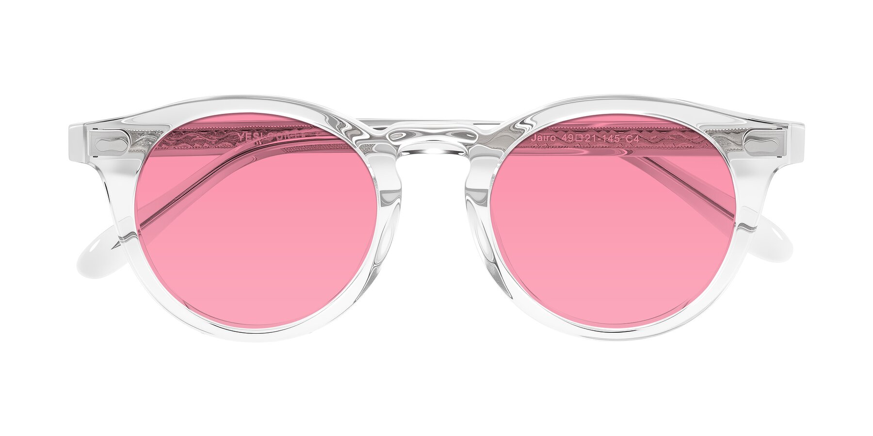 Folded Front of Jairo in Clear with Pink Tinted Lenses