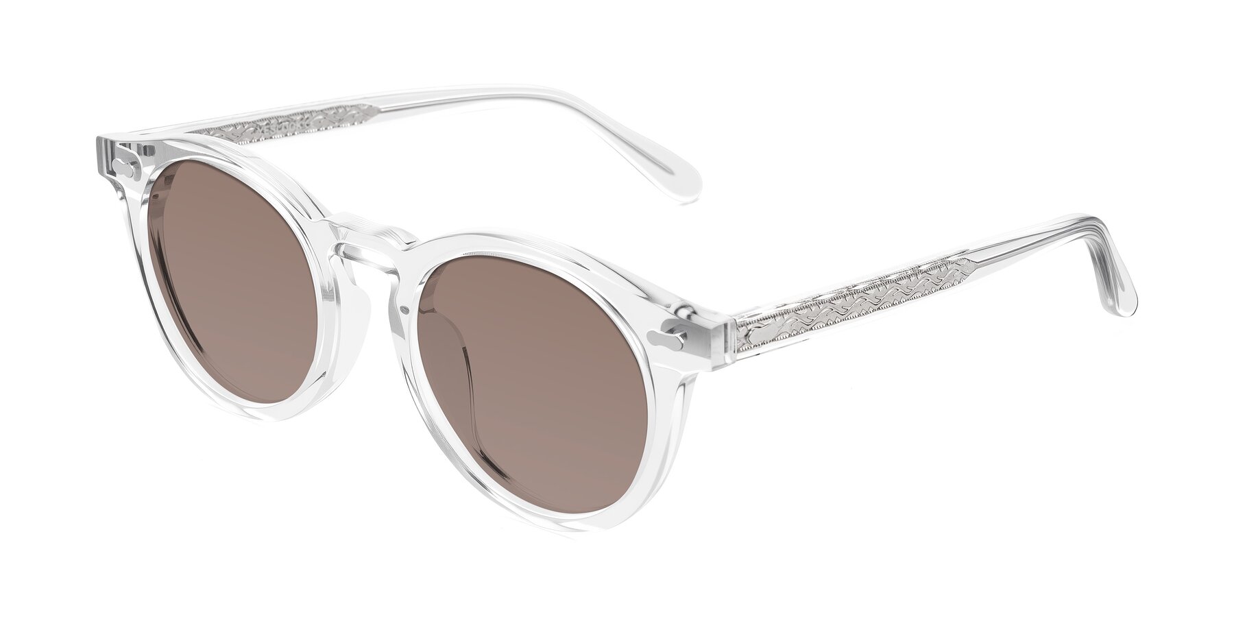 Angle of Jairo in Clear with Medium Brown Tinted Lenses