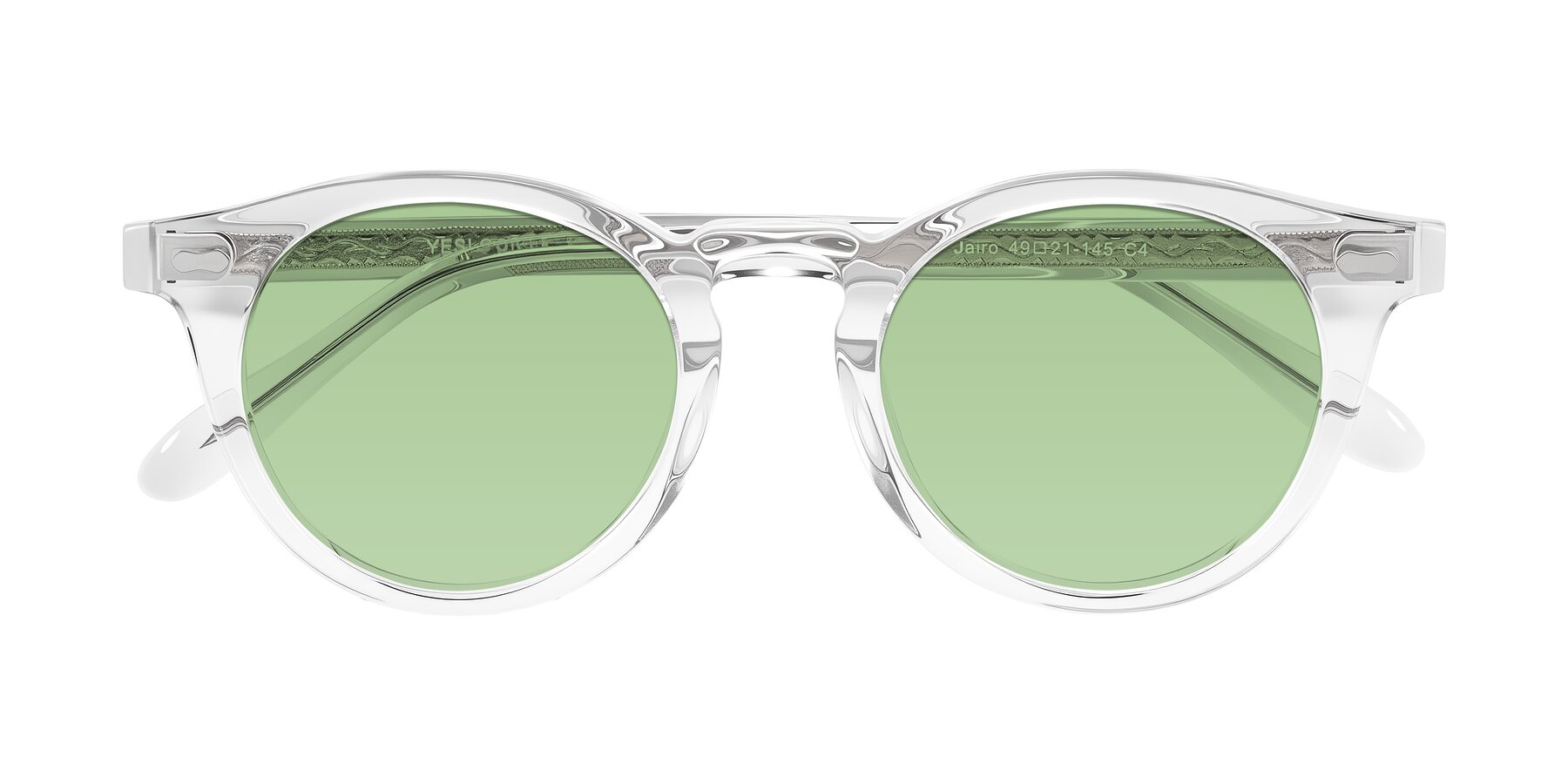 Folded Front of Jairo in Clear with Medium Green Tinted Lenses