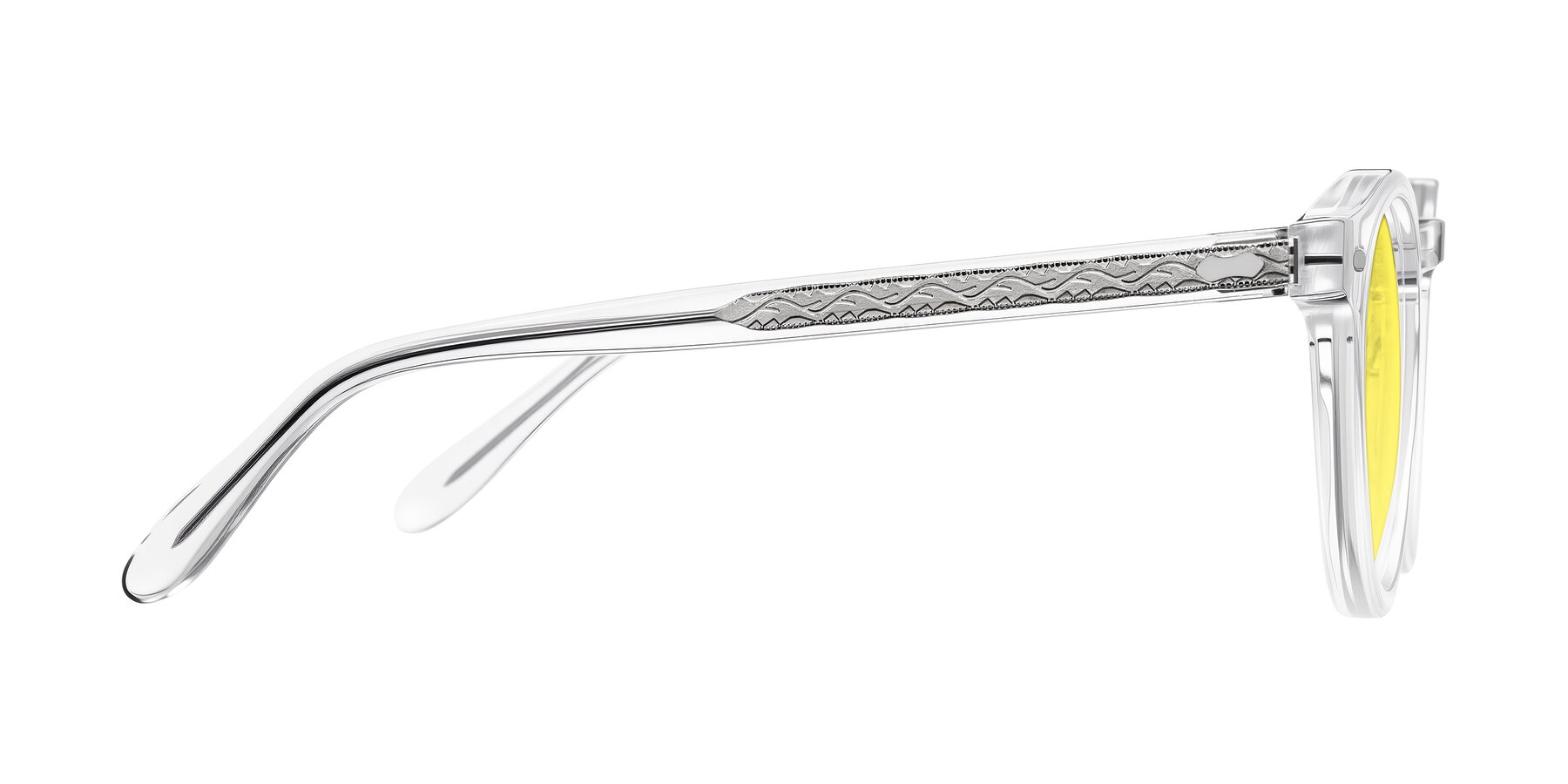 Side of Jairo in Clear with Medium Yellow Tinted Lenses