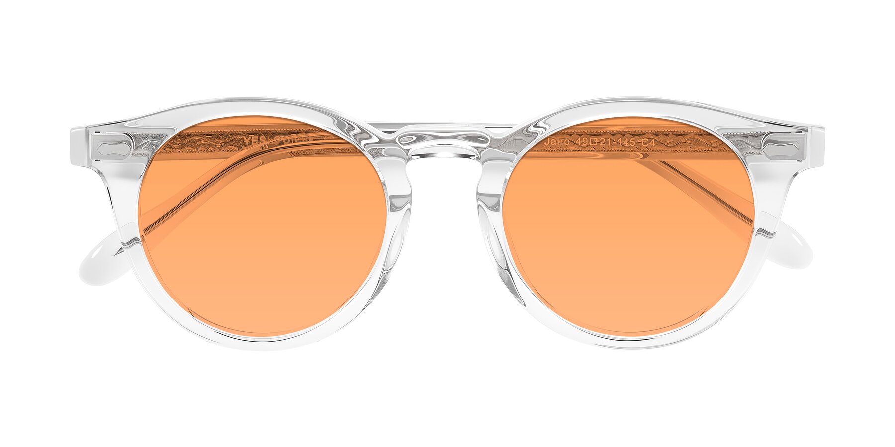 Folded Front of Jairo in Clear with Medium Orange Tinted Lenses