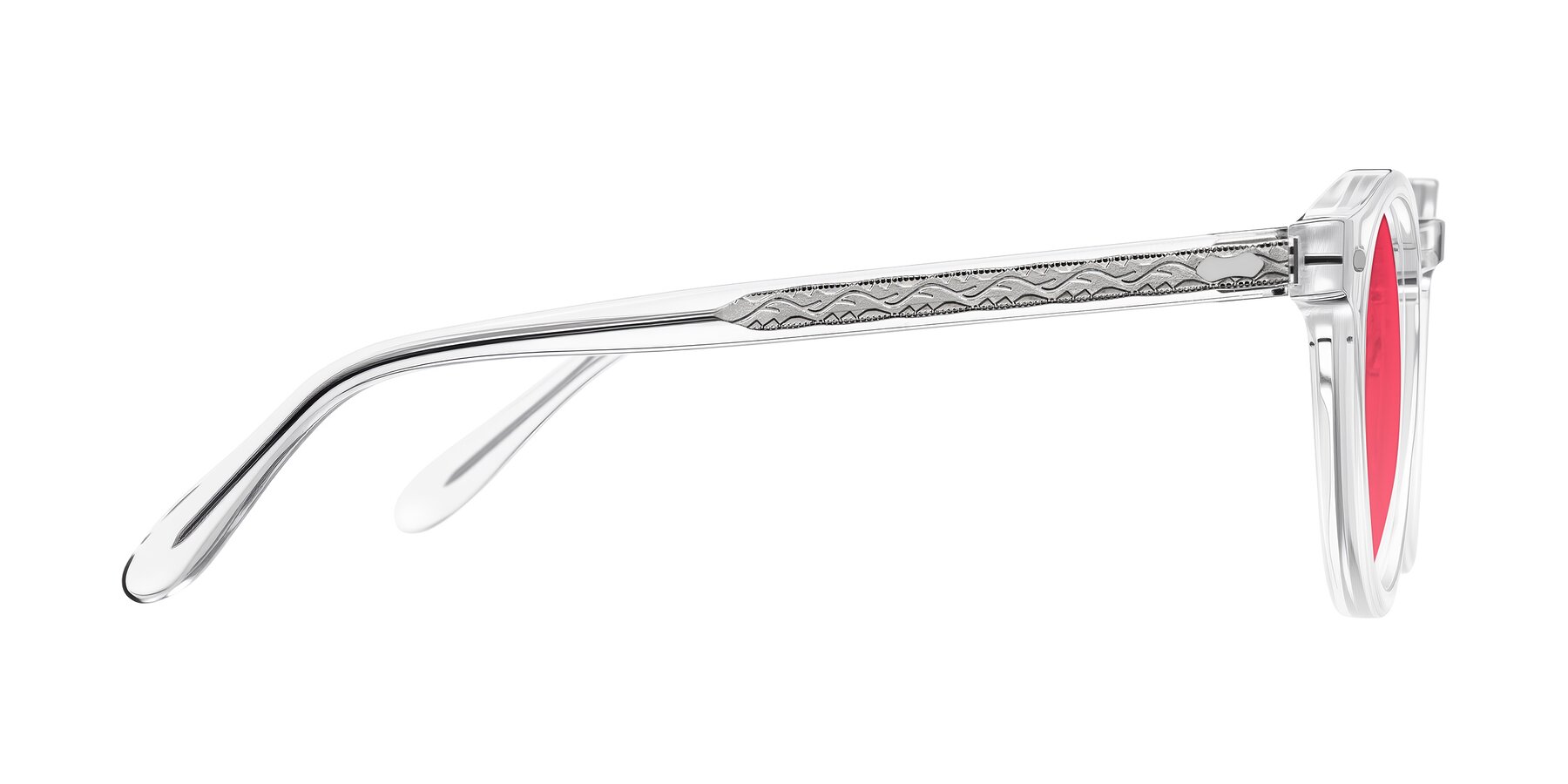 Side of Jairo in Clear with Red Tinted Lenses