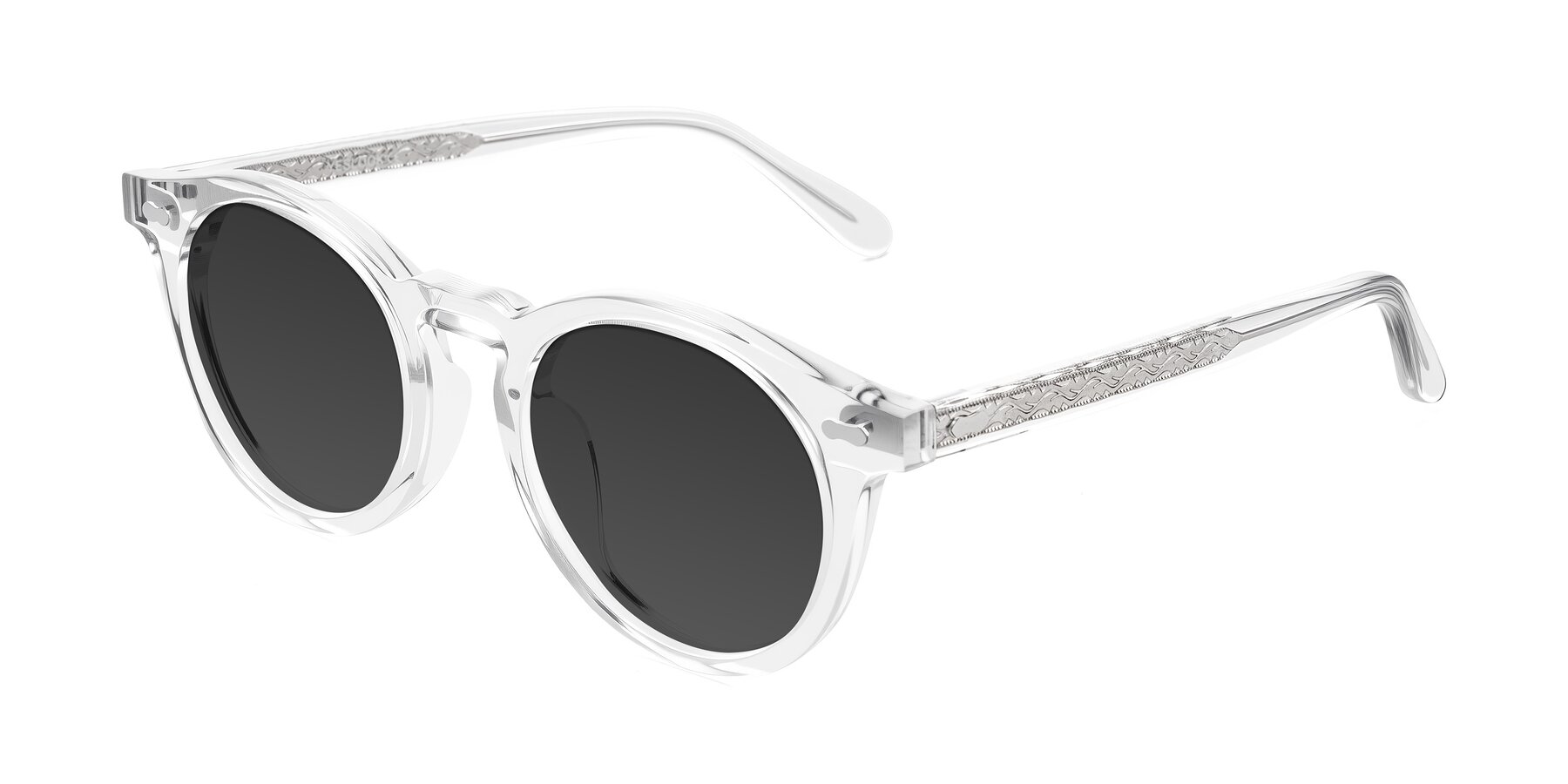 Angle of Jairo in Clear with Gray Tinted Lenses