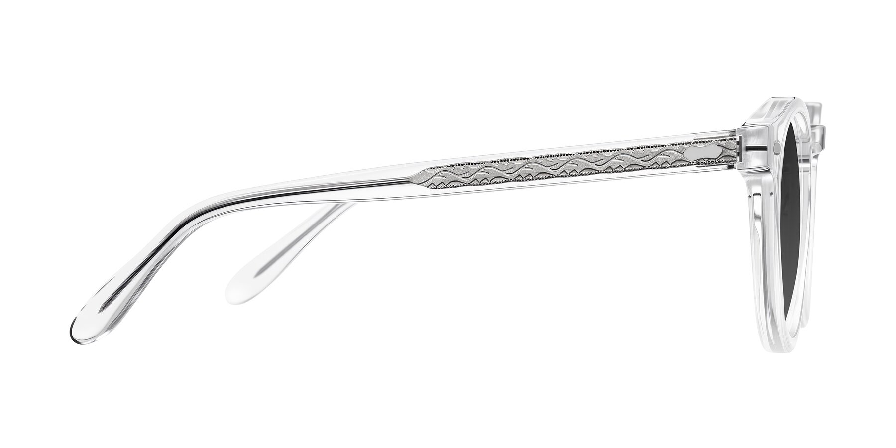 Side of Jairo in Clear with Gray Tinted Lenses