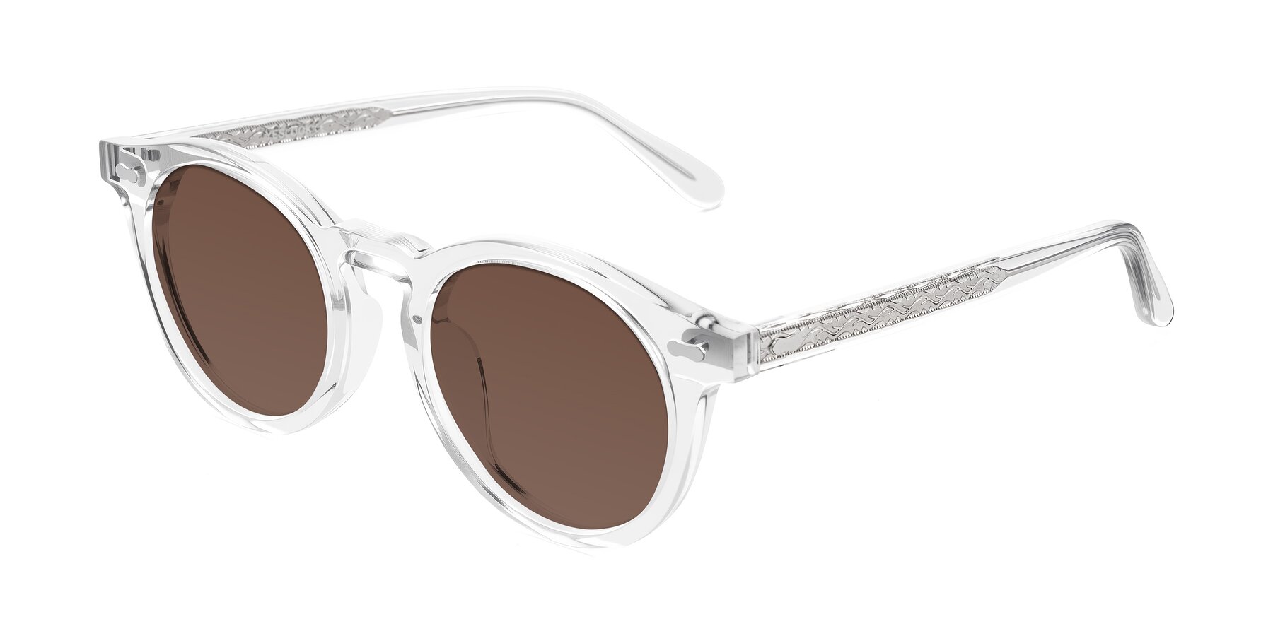 Angle of Jairo in Clear with Brown Tinted Lenses