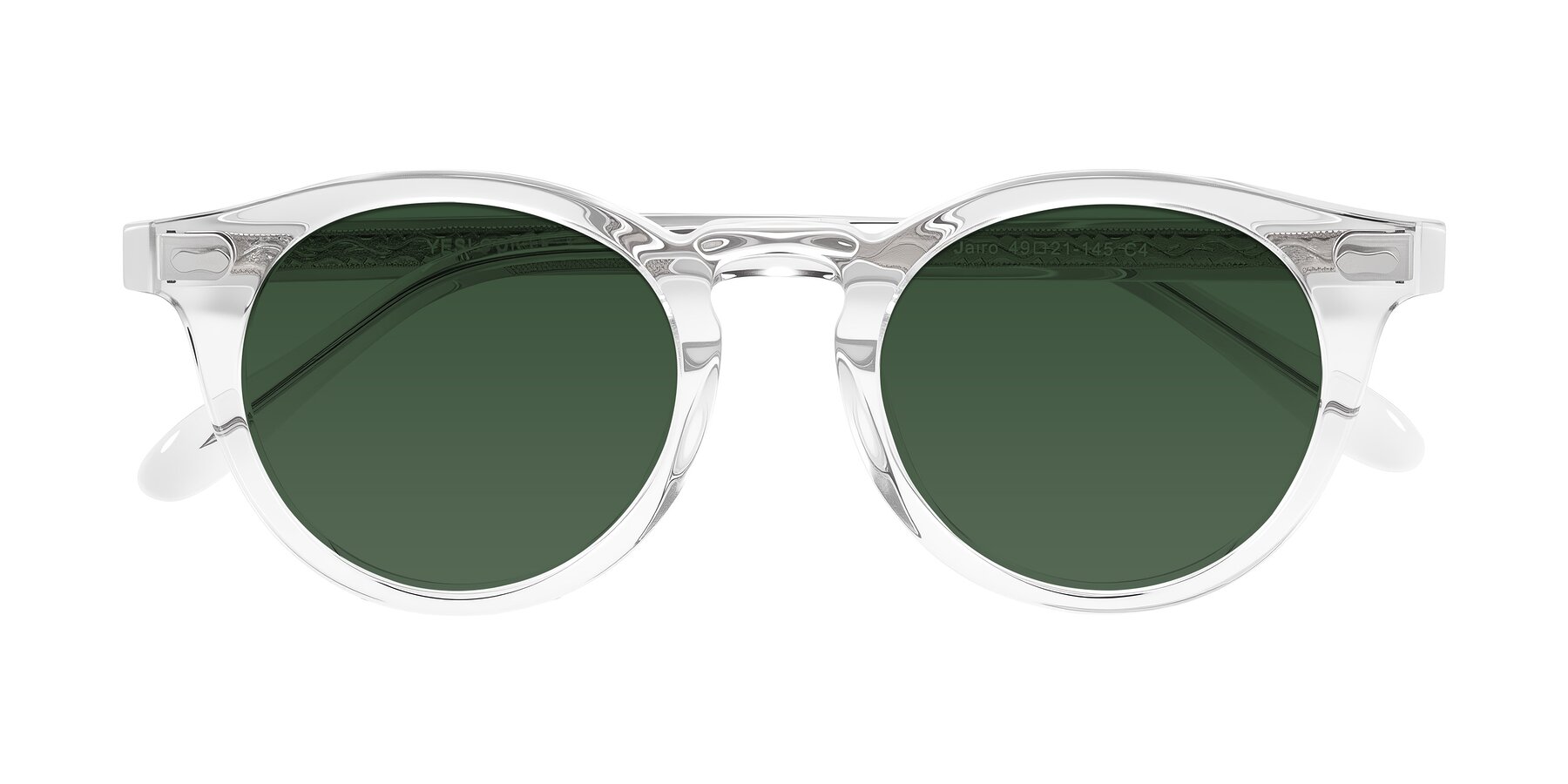 Folded Front of Jairo in Clear with Green Tinted Lenses
