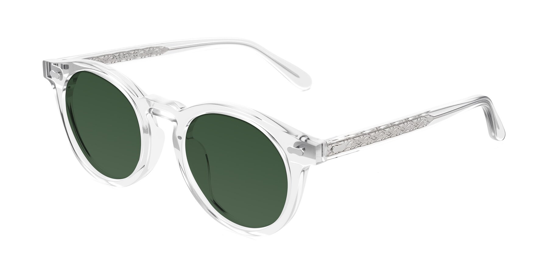 Angle of Jairo in Clear with Green Tinted Lenses