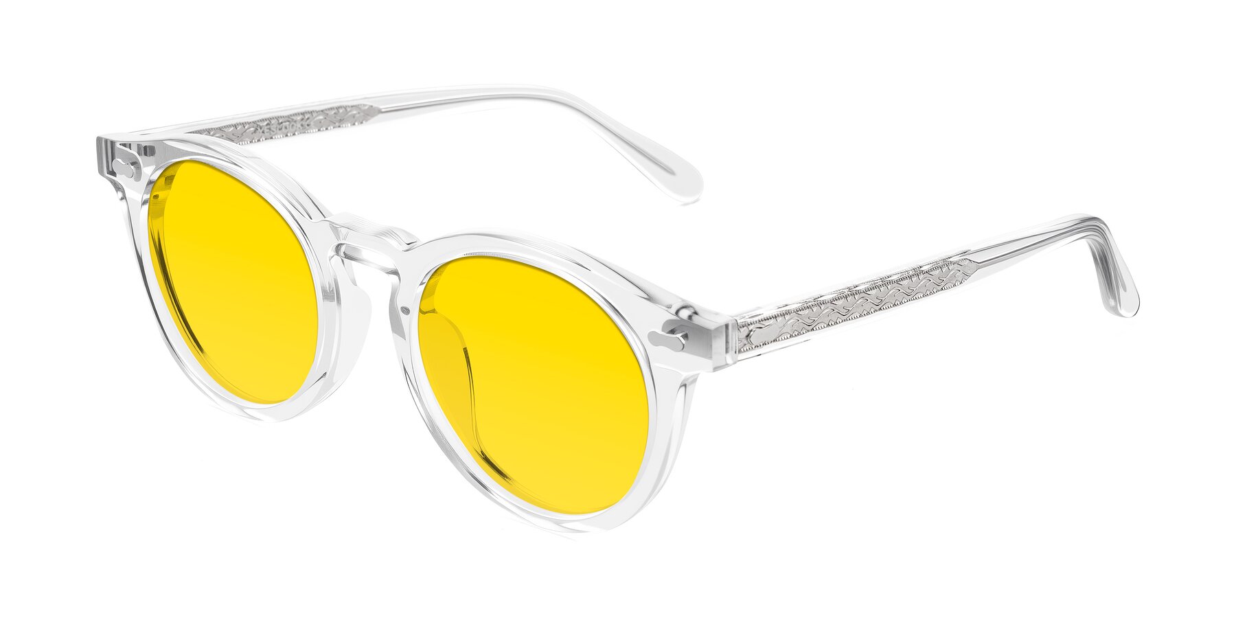 Angle of Jairo in Clear with Yellow Tinted Lenses