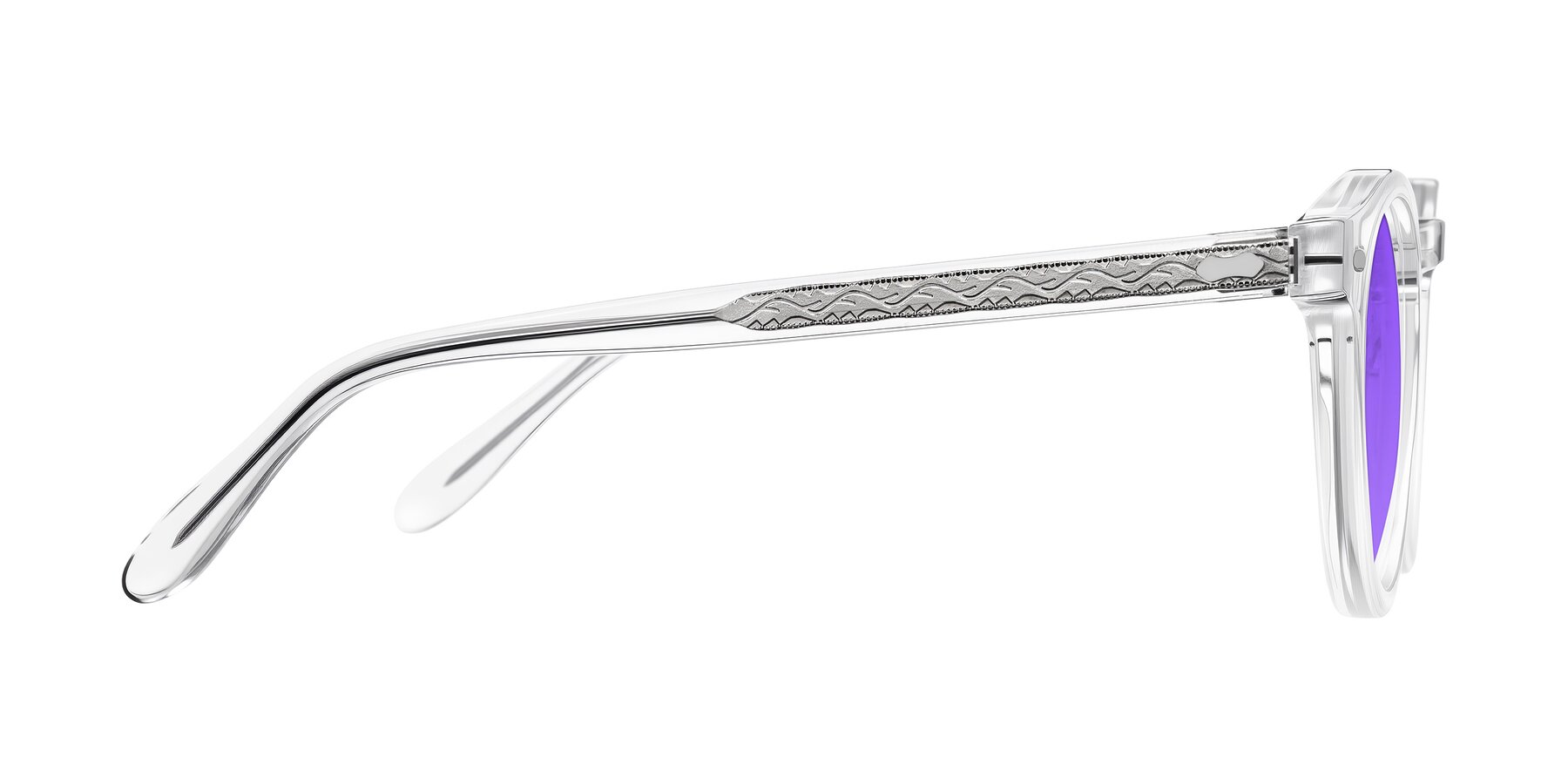 Side of Jairo in Clear with Purple Tinted Lenses